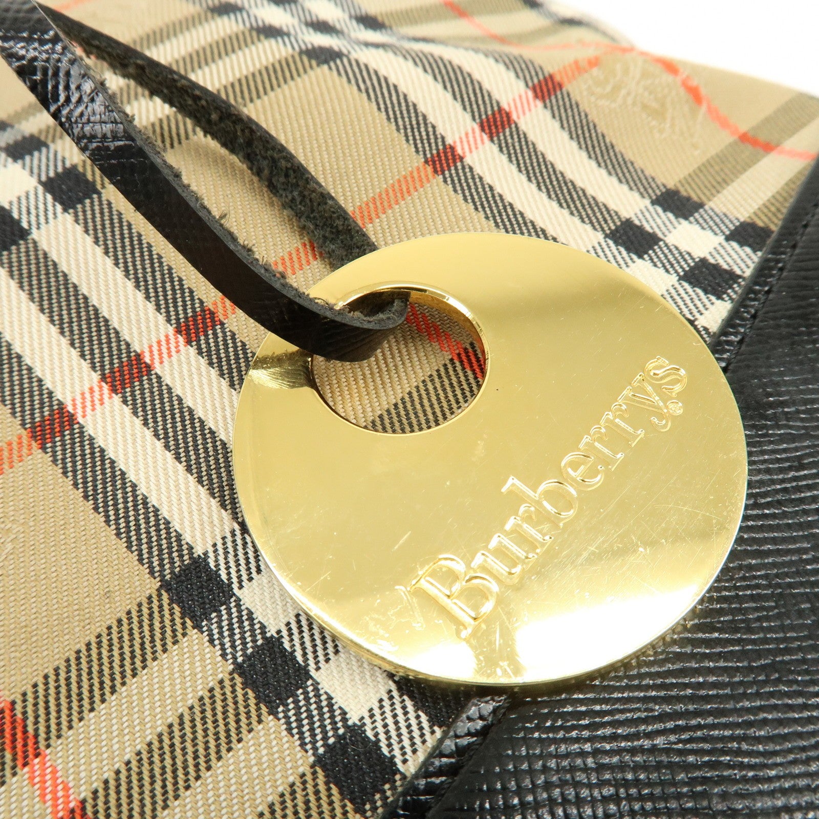 Burberry Nova Plaid Tote Bag - Brown, Black, Canvas, Leather