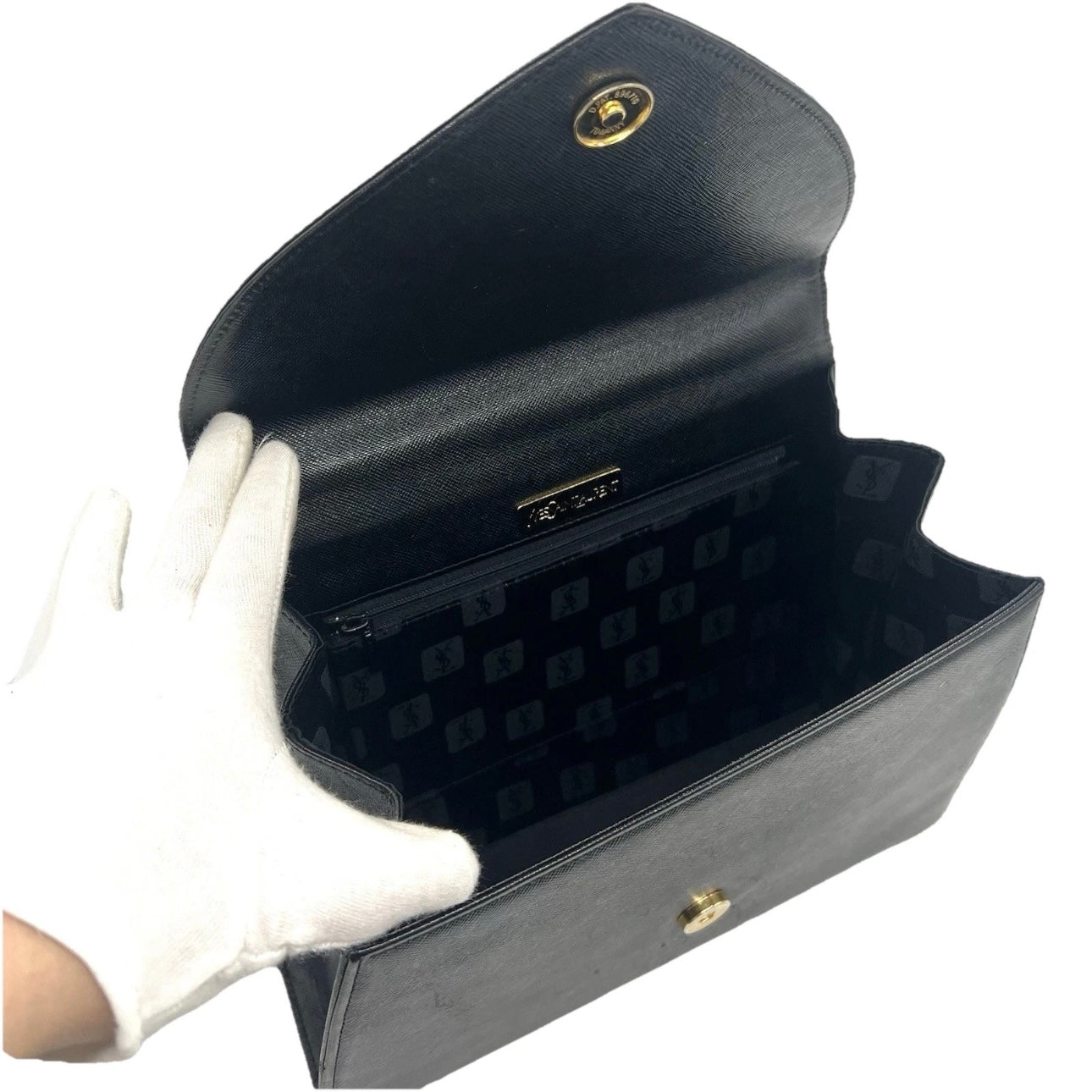 Yves Saint Laurent Hand bag Leather Vintage Black Authentic
