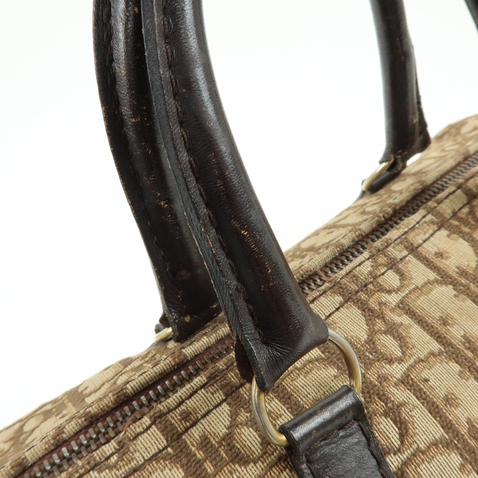 Christian Dior Trotter Jacquard Boston Bag - Brown, Jacquard Canvas and Leather