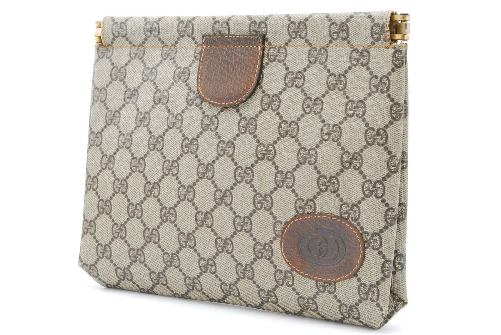 Gucci GG Supreme Clutch Bag - Brown, PVC Leather