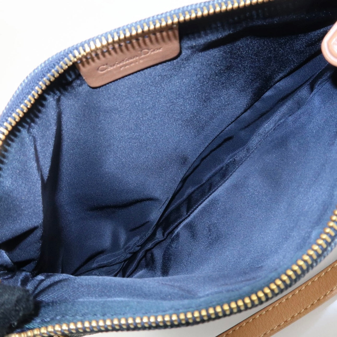 Christian Dior Saddle Pouch Denim Leather Hand Bag Shoulder Bag Indigo