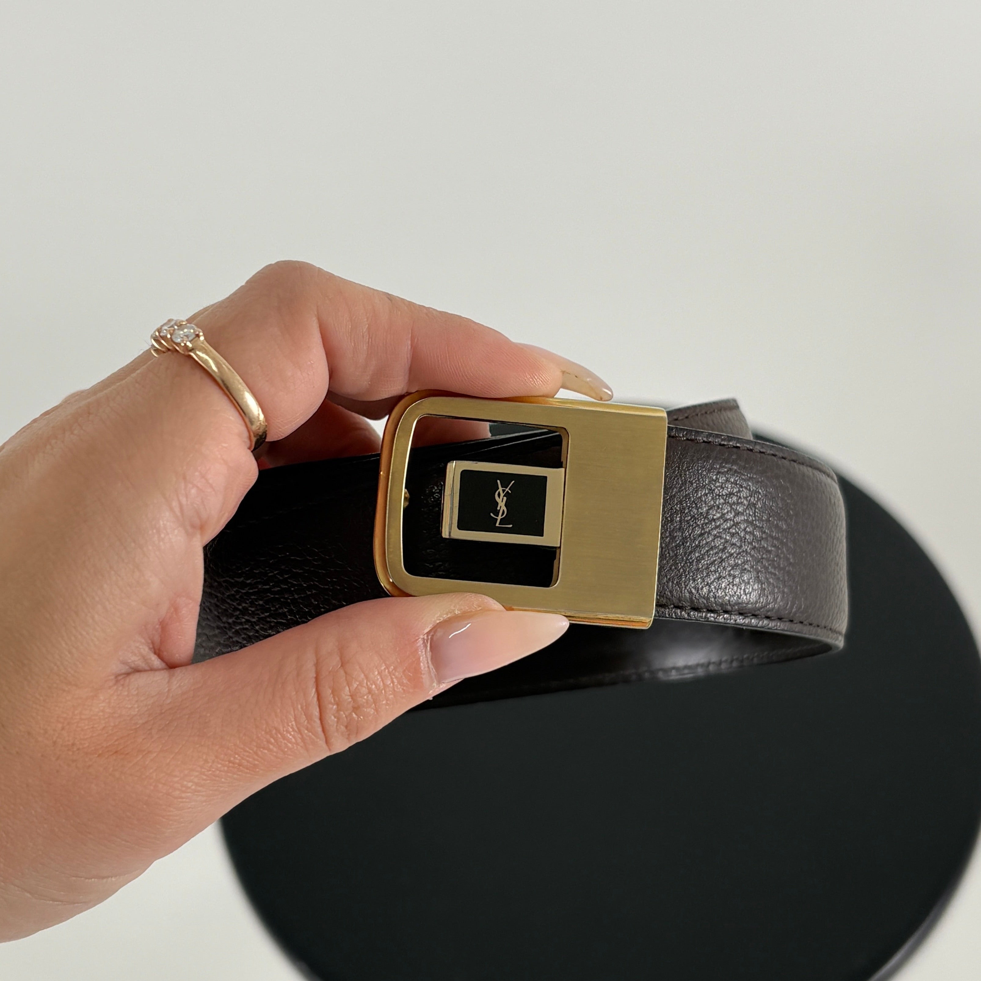 Saint Laurent Brown Leather Belt