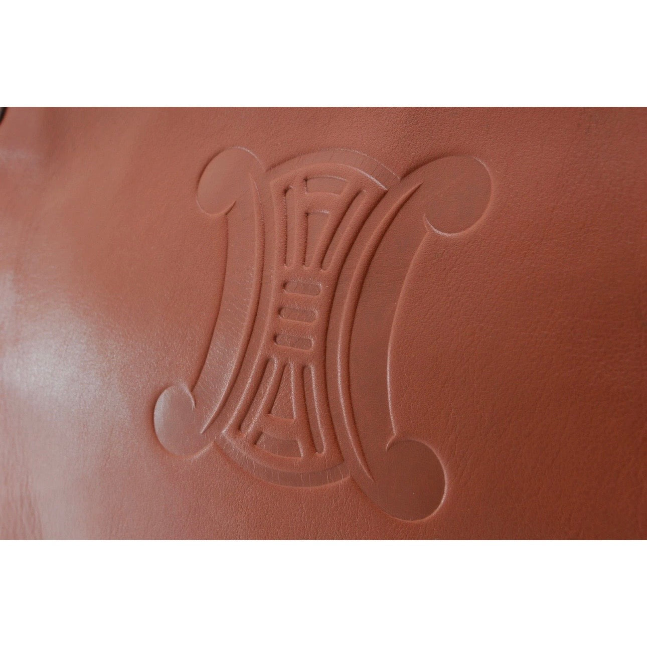 CELINE Clutch Bag Macadam Brown Leather Vintage