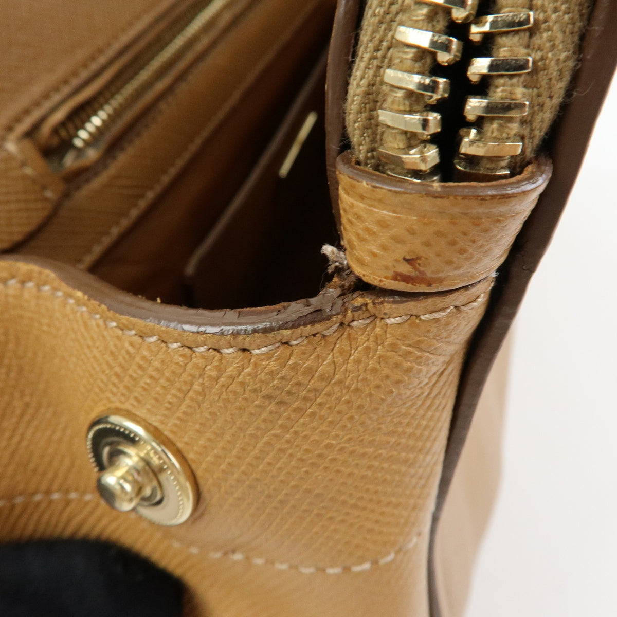 Prada2way Hand Bag - Camel, Saffiano Leather