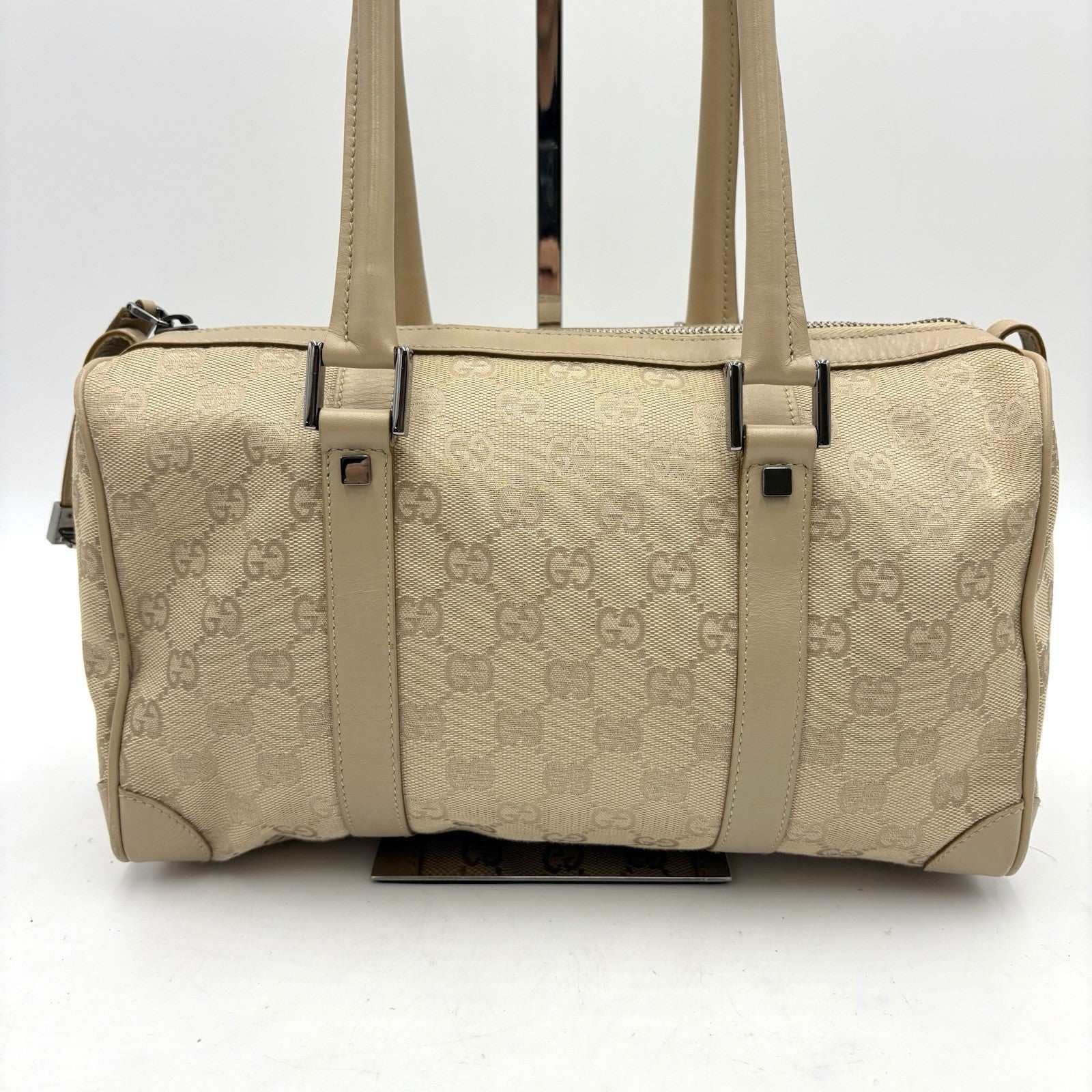 Gucci GG Mini Boston Handbag - Beige, Canvas