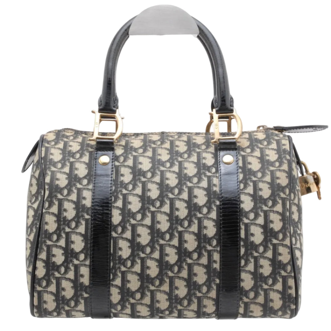 Christian Dior Trotter Boston Hand Bag - Black, Canvas