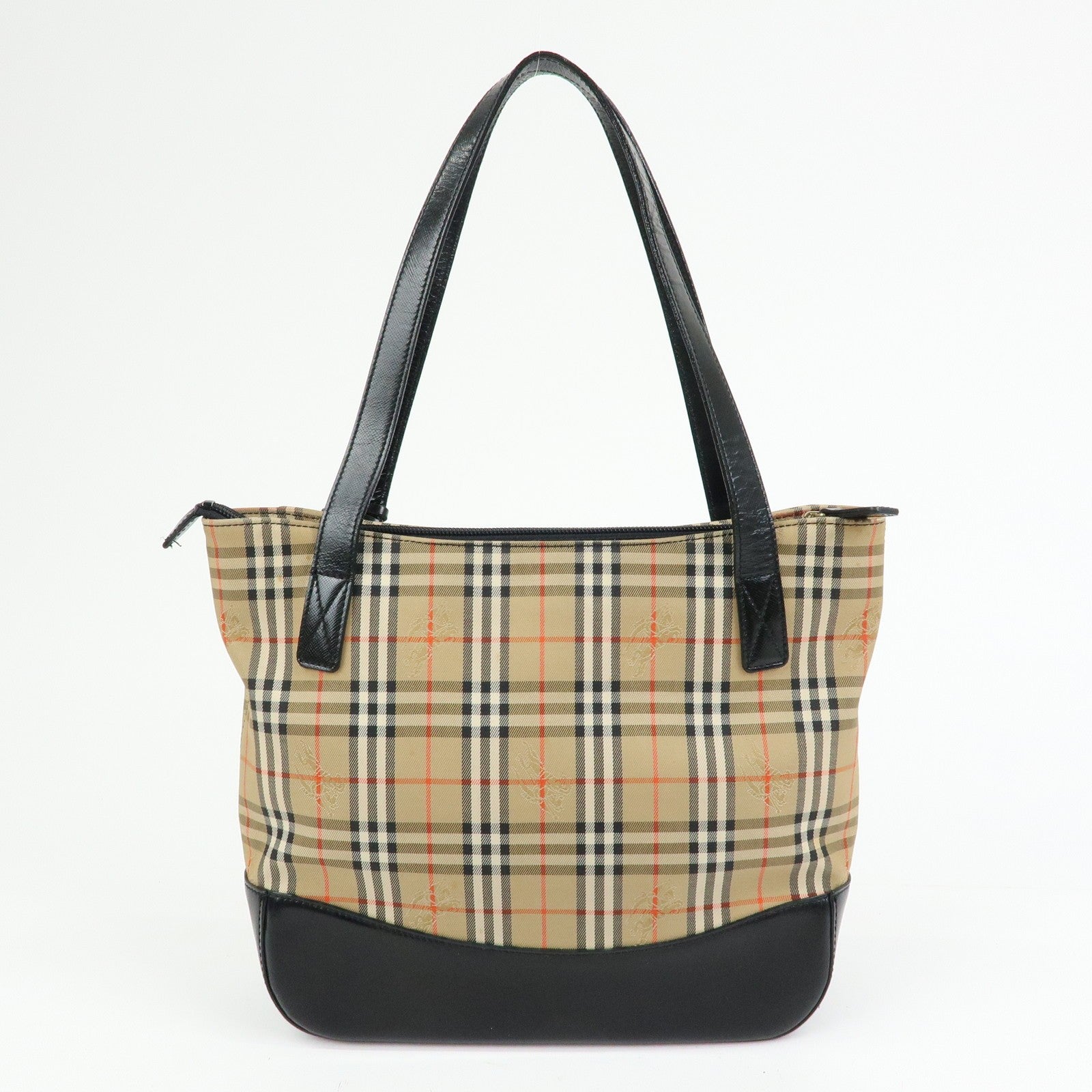 Burberry Nova Plaid Tote Shoulder Bag - Beige, Canvas and Leather