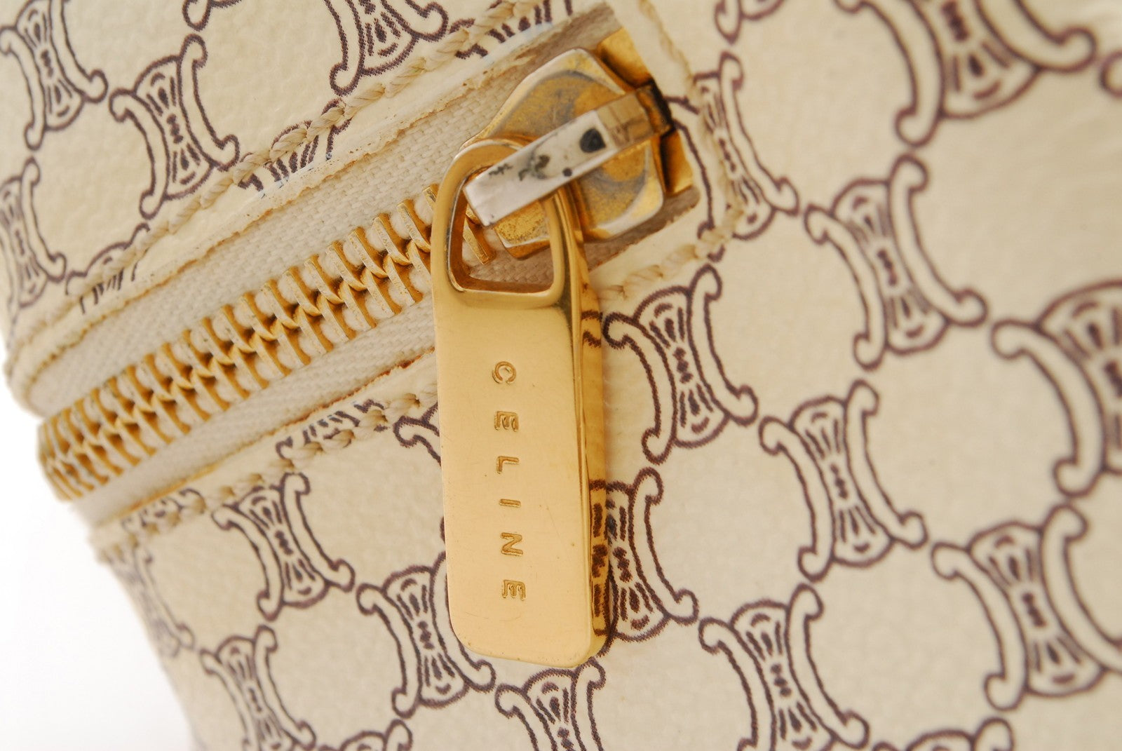 Celine Macadam Mini Boston Hand Bag - Ivory, PVC Leather