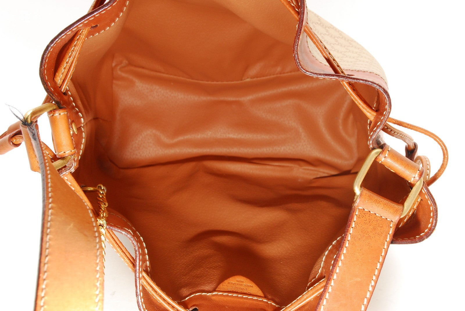 Celine Macadam Drawstring Shoulder Bag - Beige, PVC