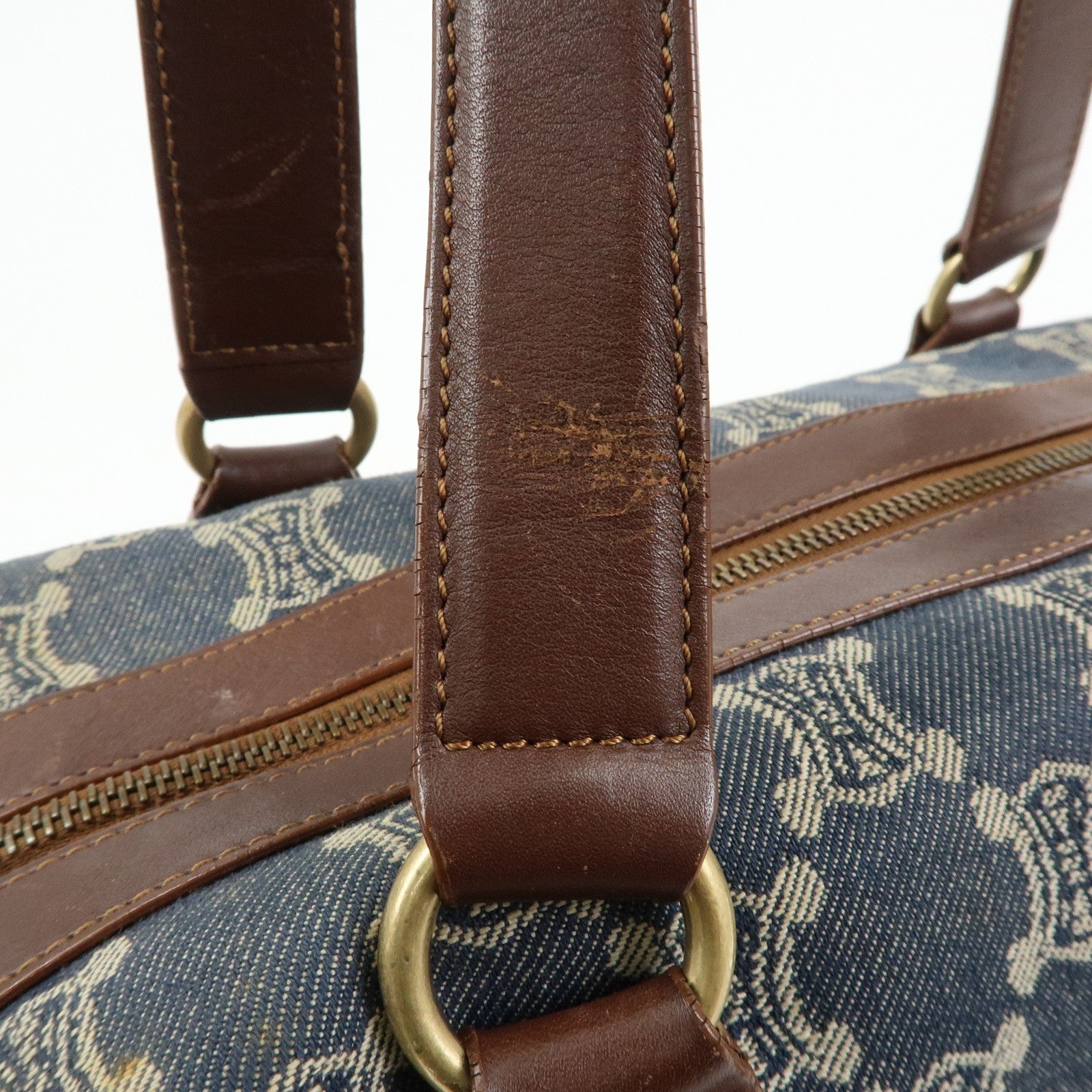 Celine Macadam Shoulder Bag - Blue, Denim and Leather