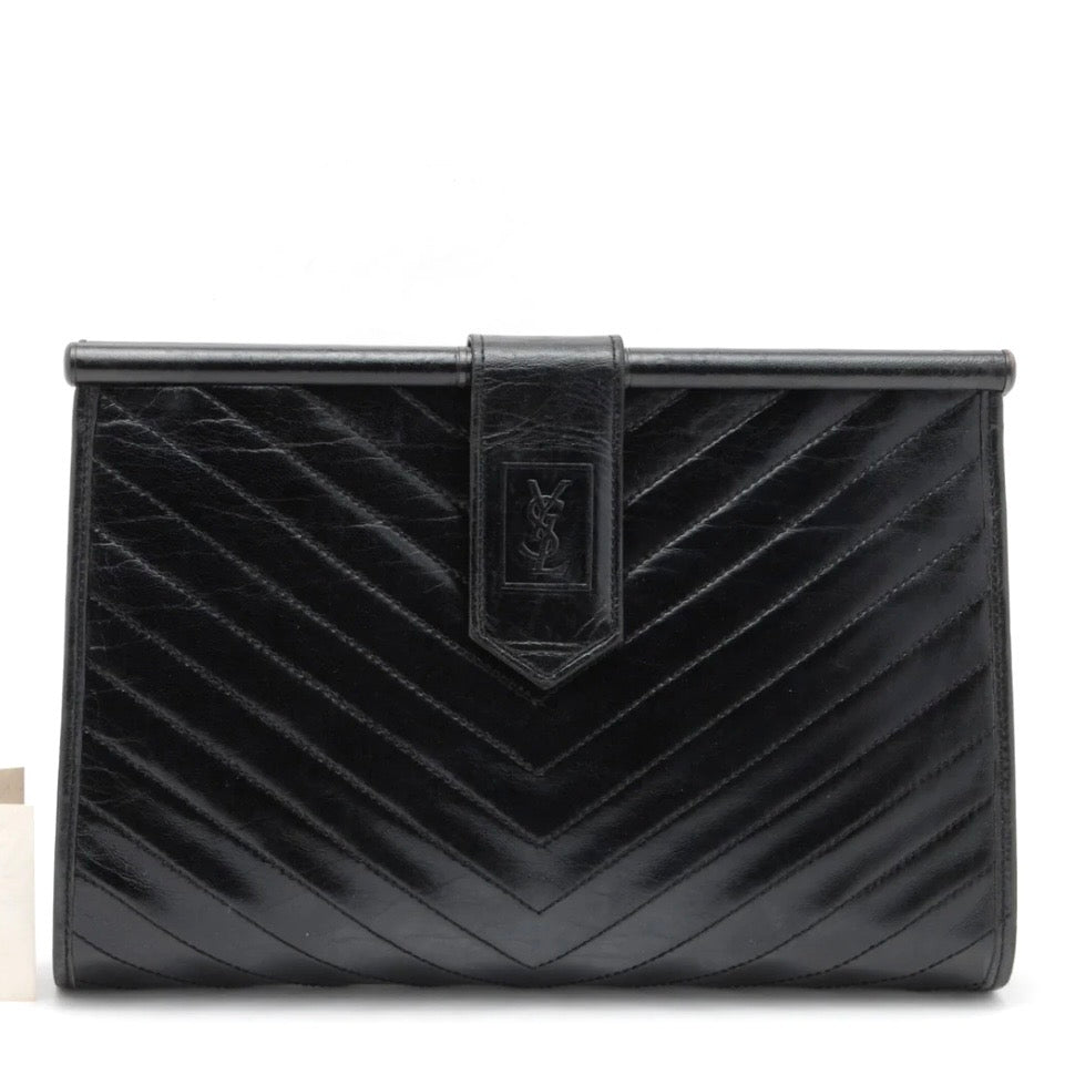Saint Laurent Yves Clutch Bag - Black, Leather