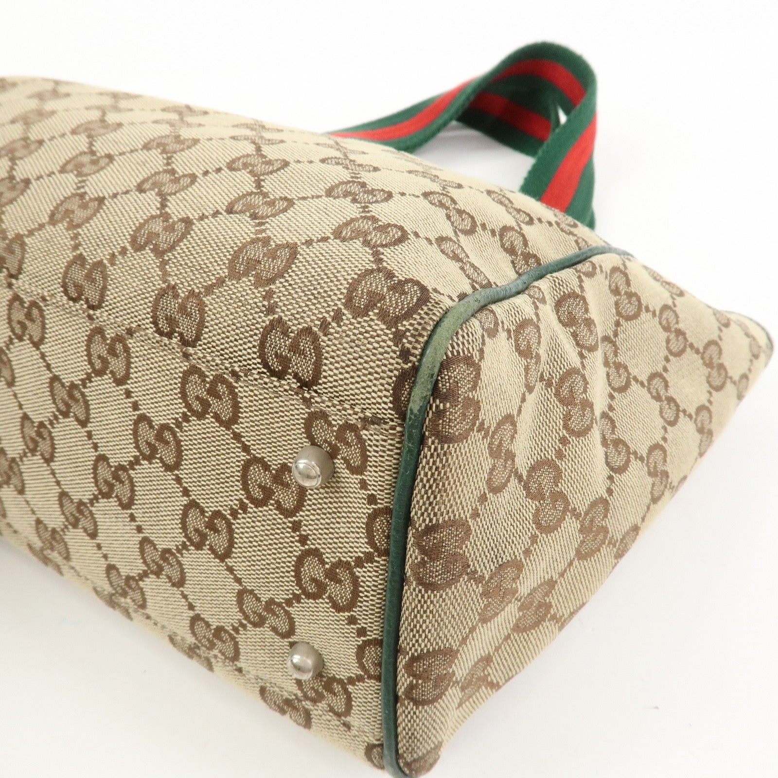 Gucci Tote Hand Bag - Brown and Green, GG Canvas and Leather