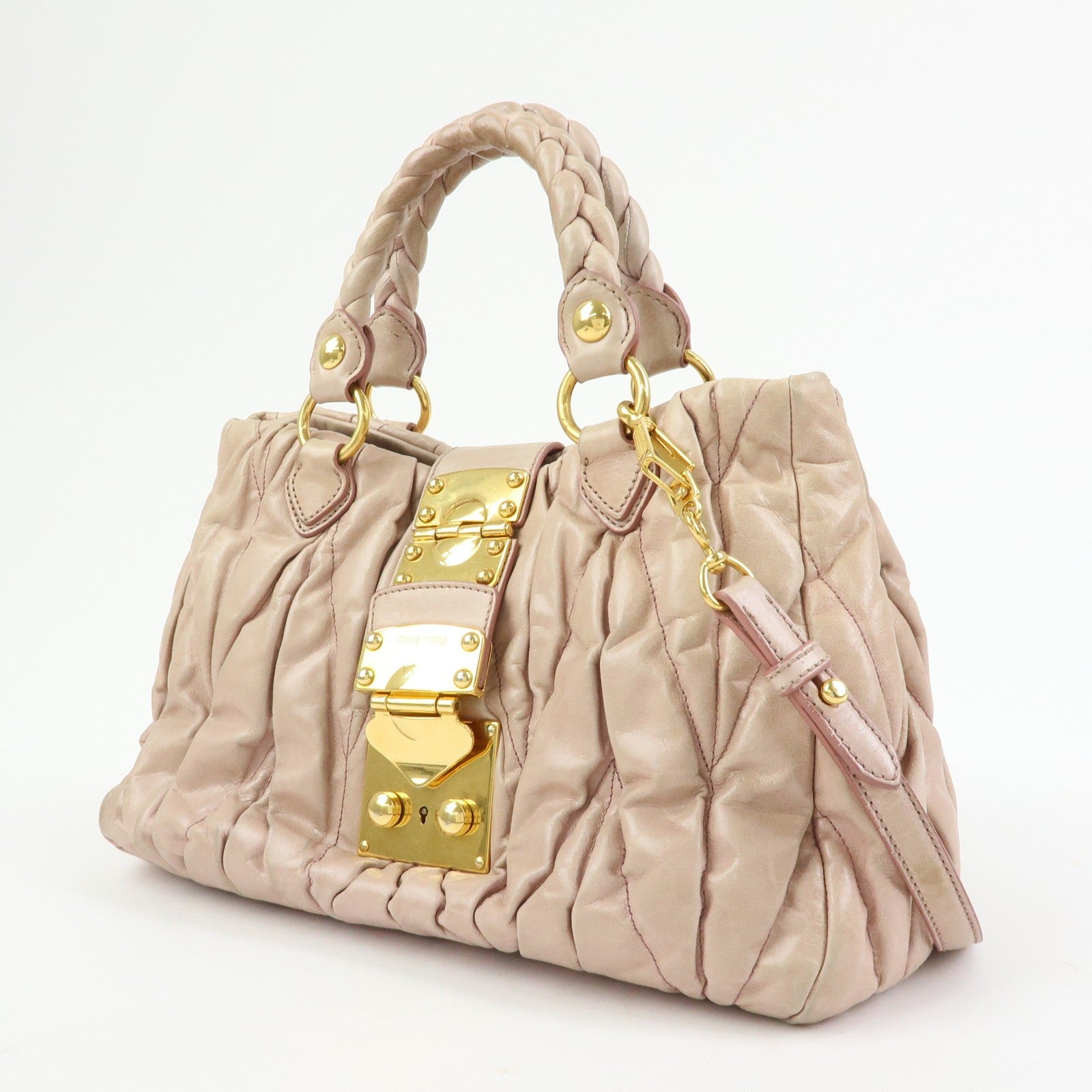 Miu Miu Matelasse 2Way Bag - Pink Beige, Leather