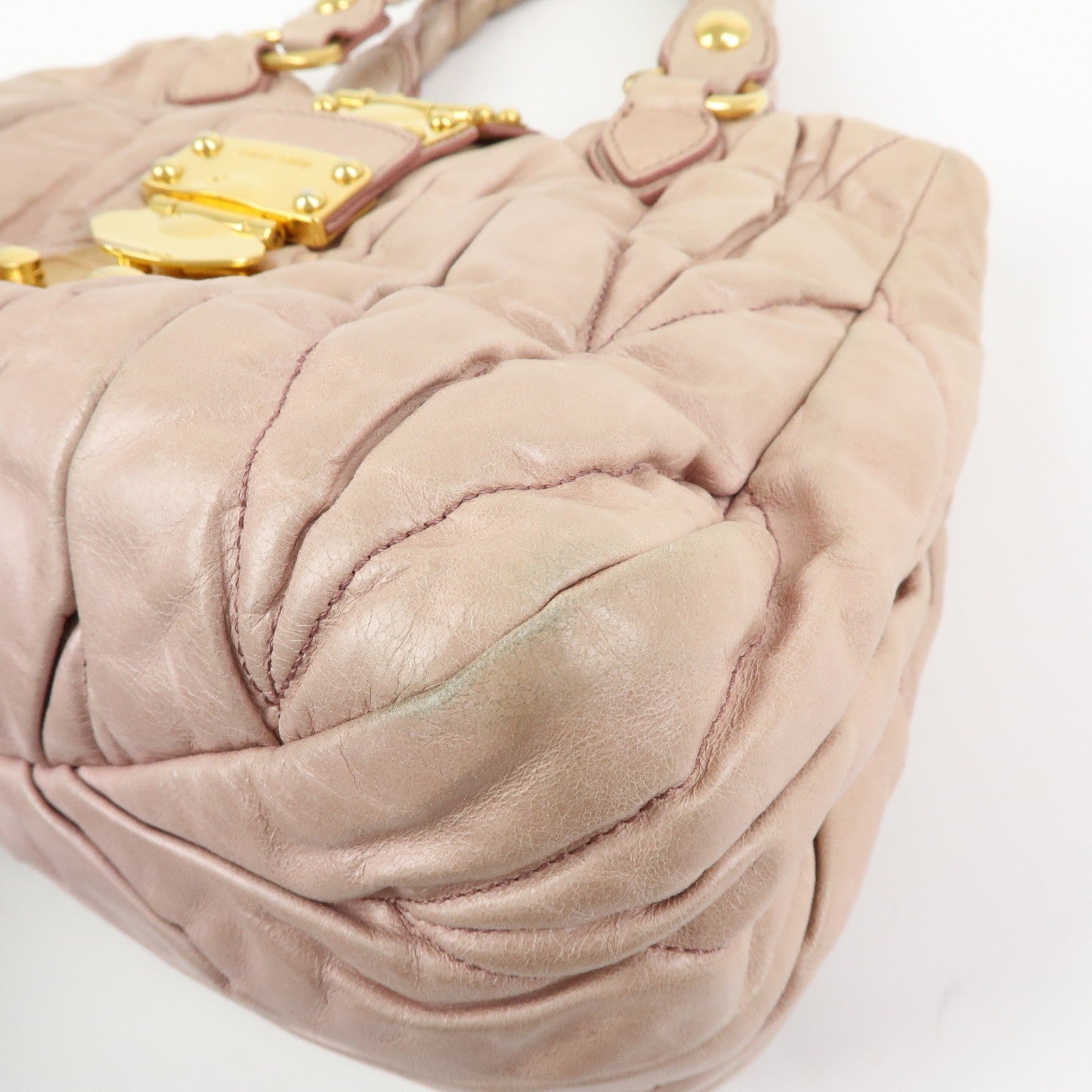 Miu Miu Matelasse 2Way Bag - Pink Beige, Leather