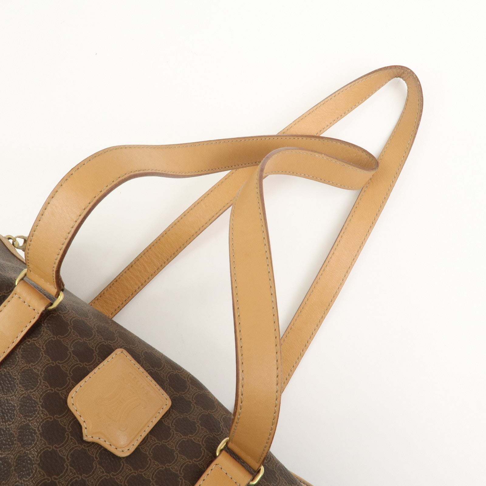 Celine Macadam Canvas Leather Boston Bag - Brown, PVC Coating Canvas, Leather