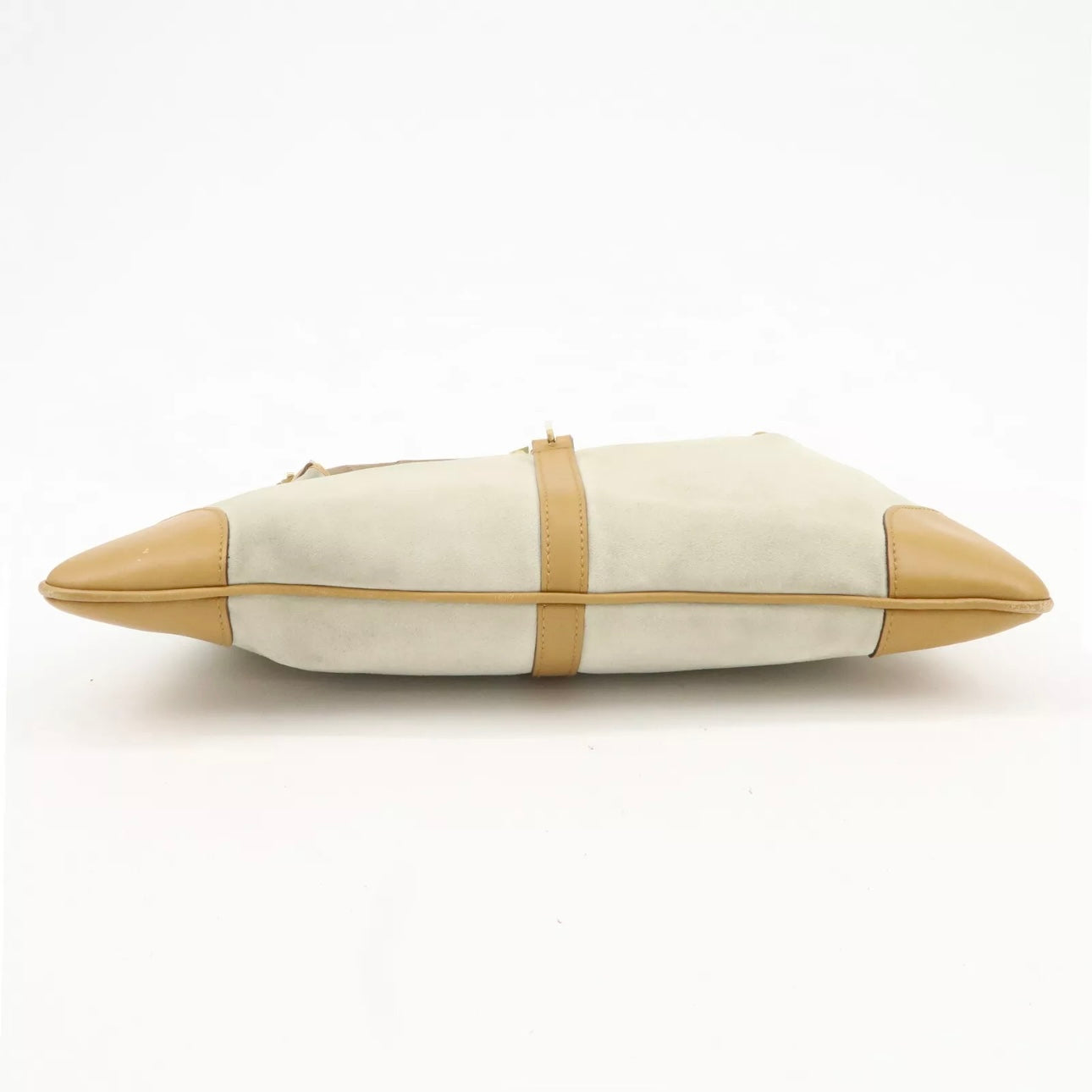 GUCCI Bamboo Suede Leather Shoulder Bag - Gray/Brown, Suede/Leather
