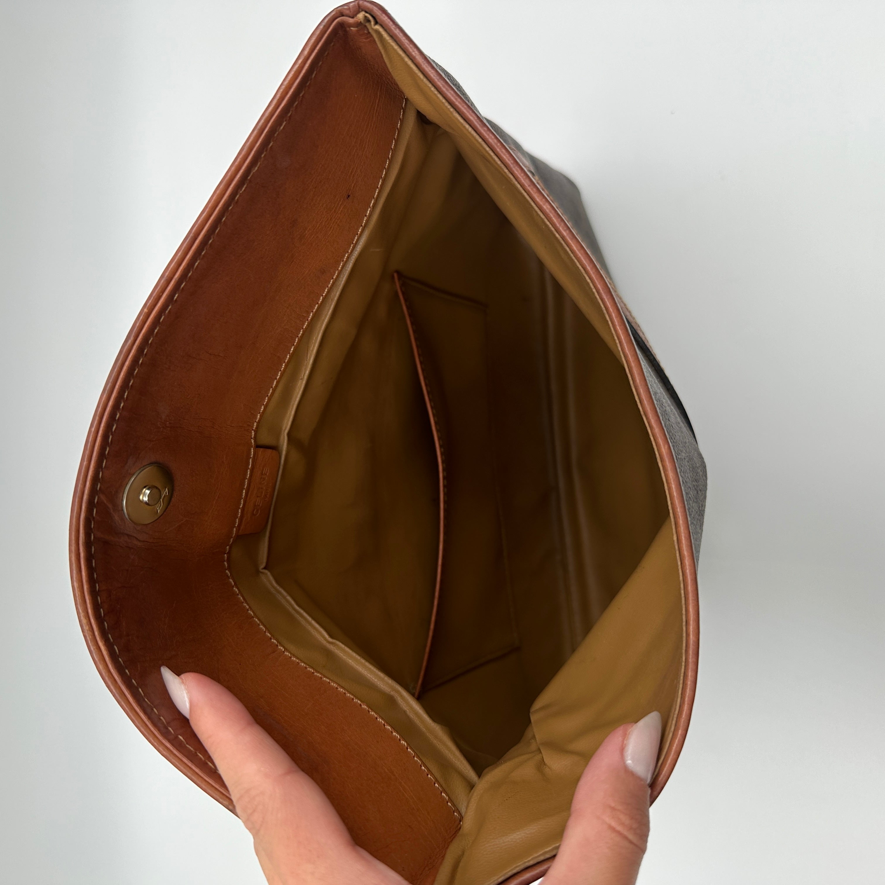 Macadam Clutch Hand Bag PVC Leather Brown Bifold Purse