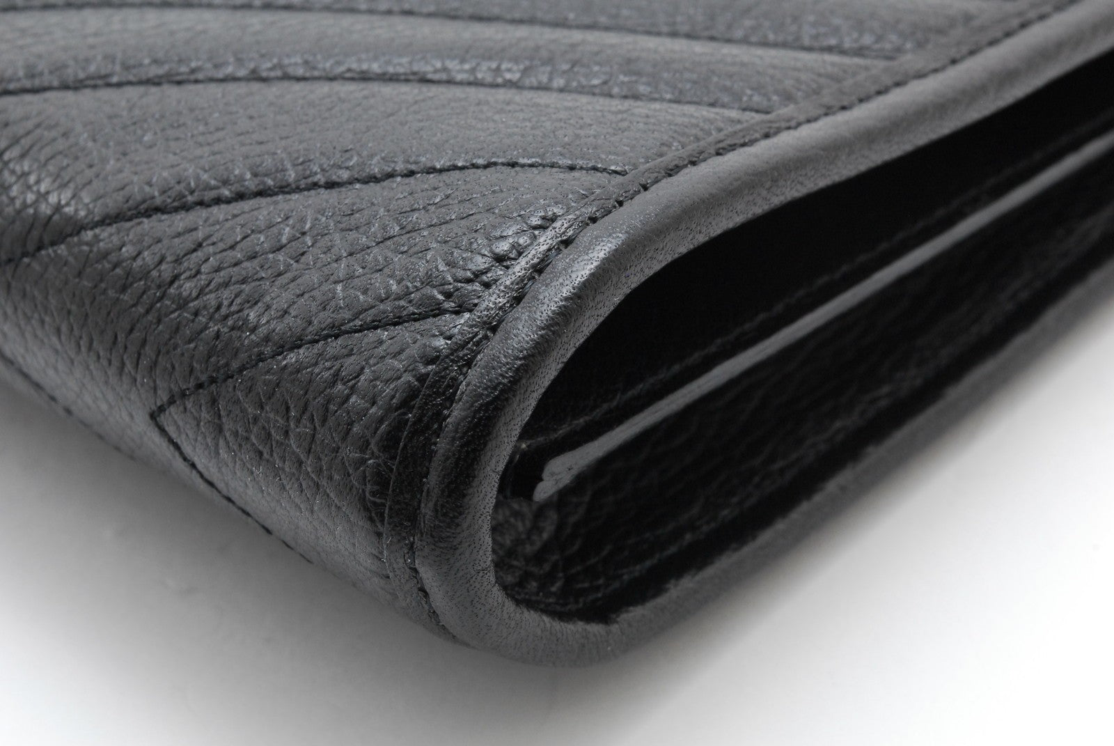 Saint Laurent Chevron Clutch Bag - Black, Leather