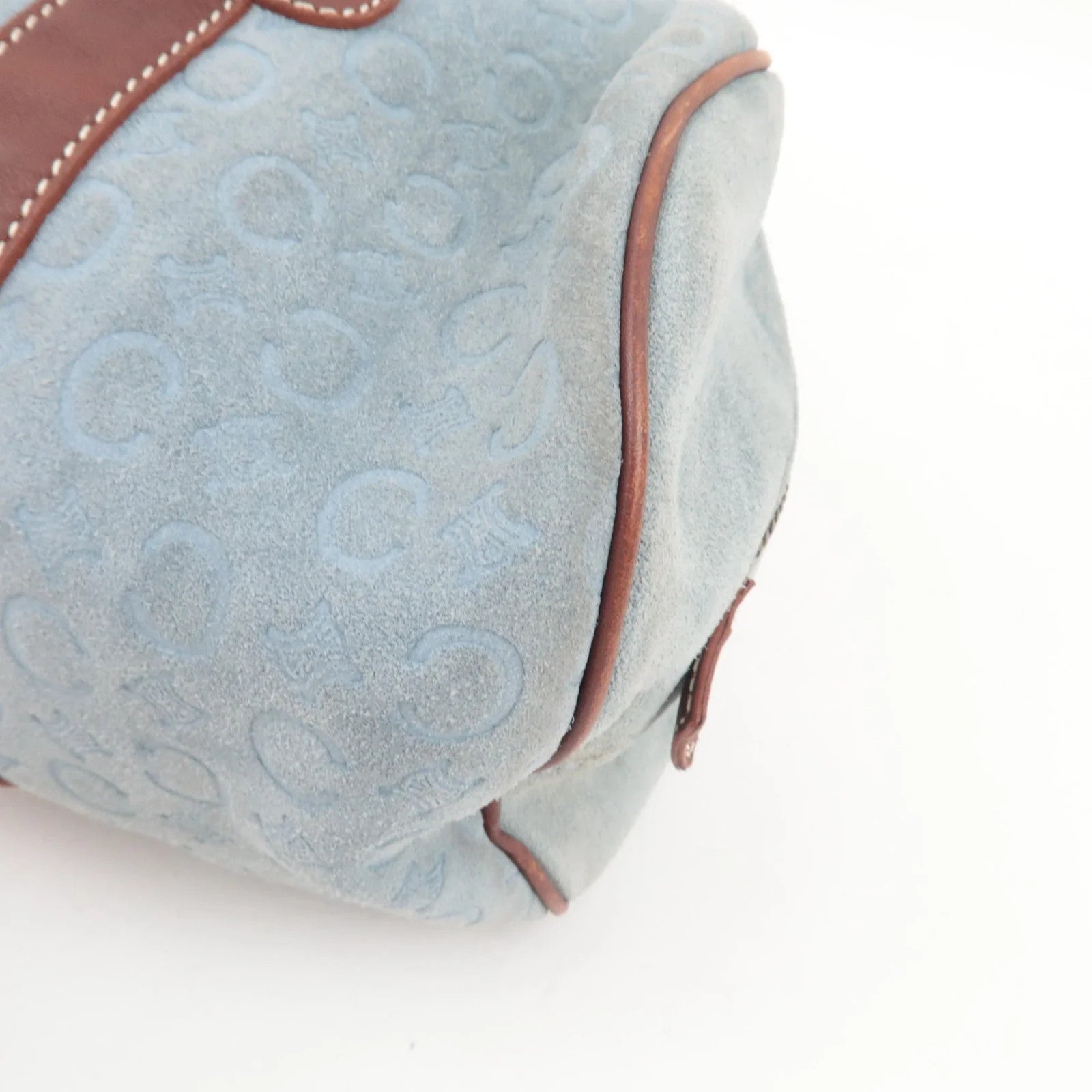 Celine C Macadam Shoulder Bag - Blue Brown, Suede Leather