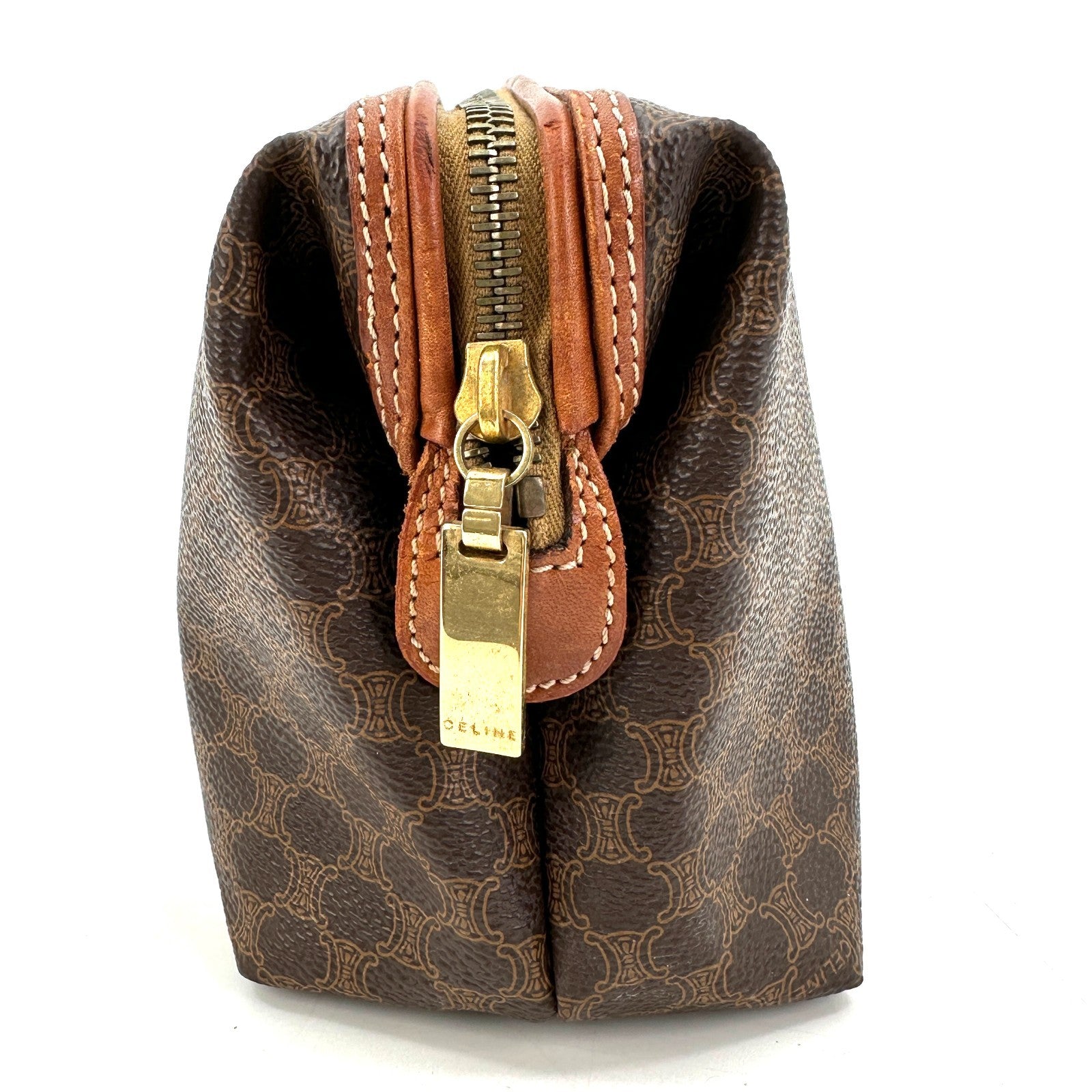 Celine Macadam Cosmetic Pouch - Brown, PVC Leather