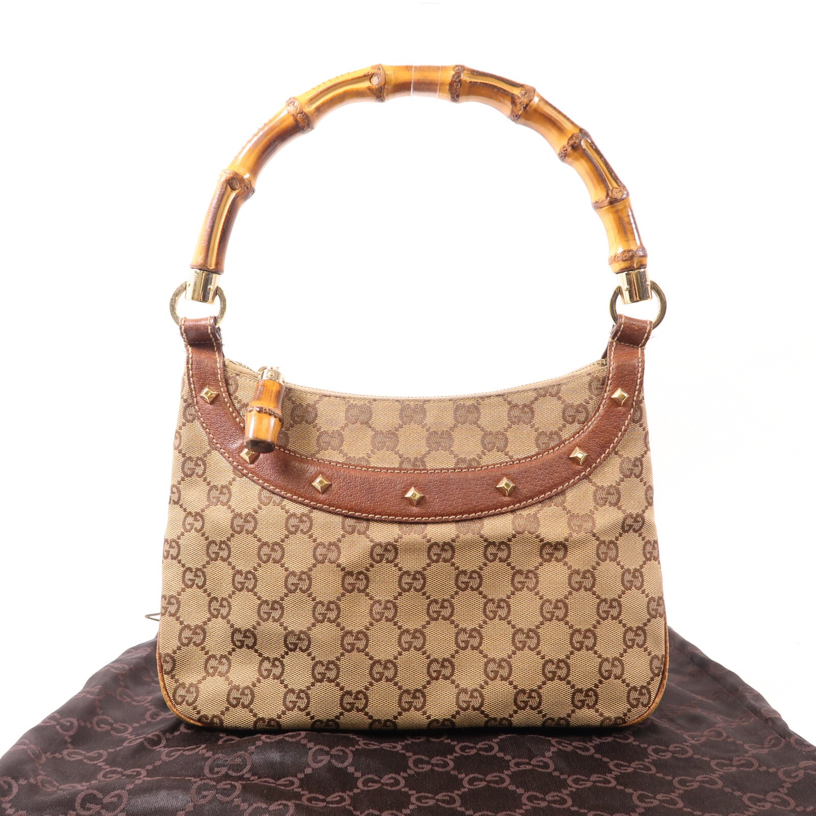 Gucci GG GHW Bamboo Handbag - Brown, Canvas