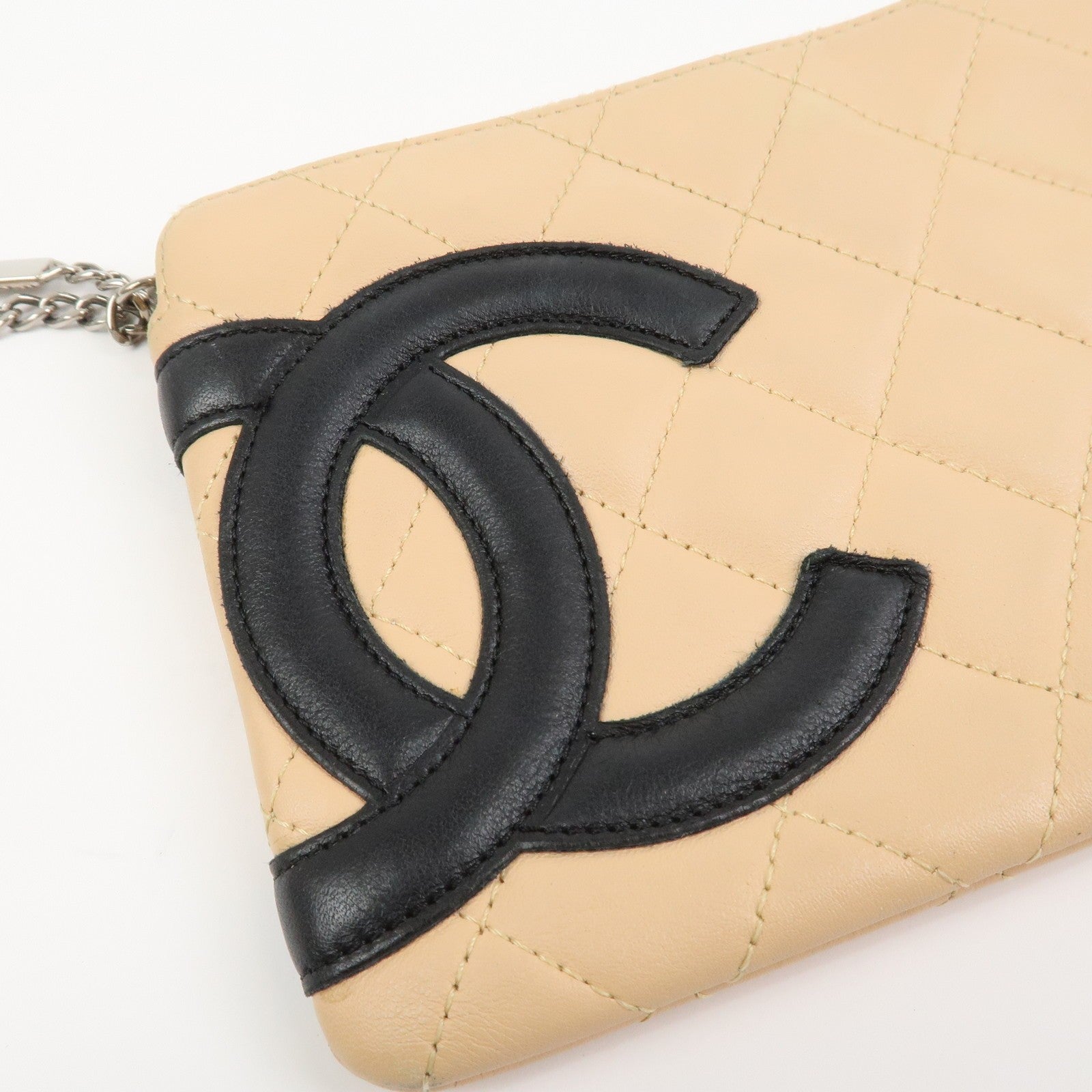 CHANEL Cambon Line Cosmetic Pouch - Beige, Lamb Skin