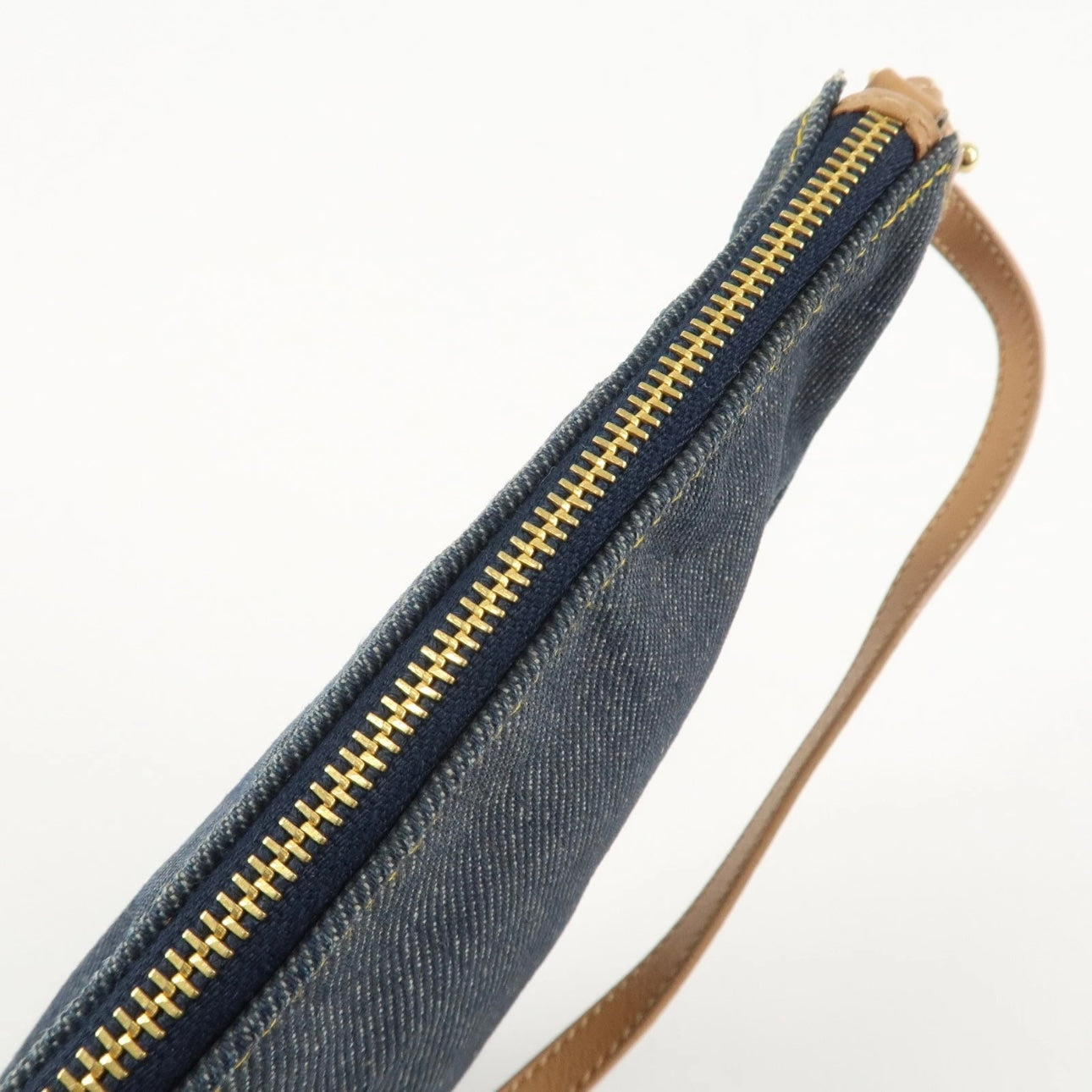 Christian Dior Saddle Pouch Denim Leather Hand Bag Shoulder Bag Indigo