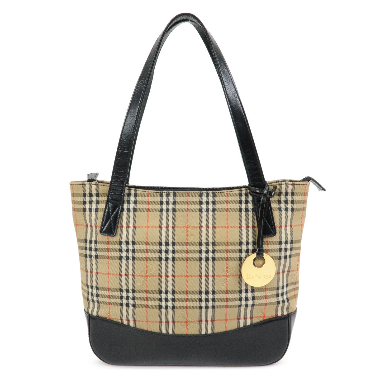 Burberry Nova Plaid Tote Shoulder Bag - Beige, Canvas and Leather