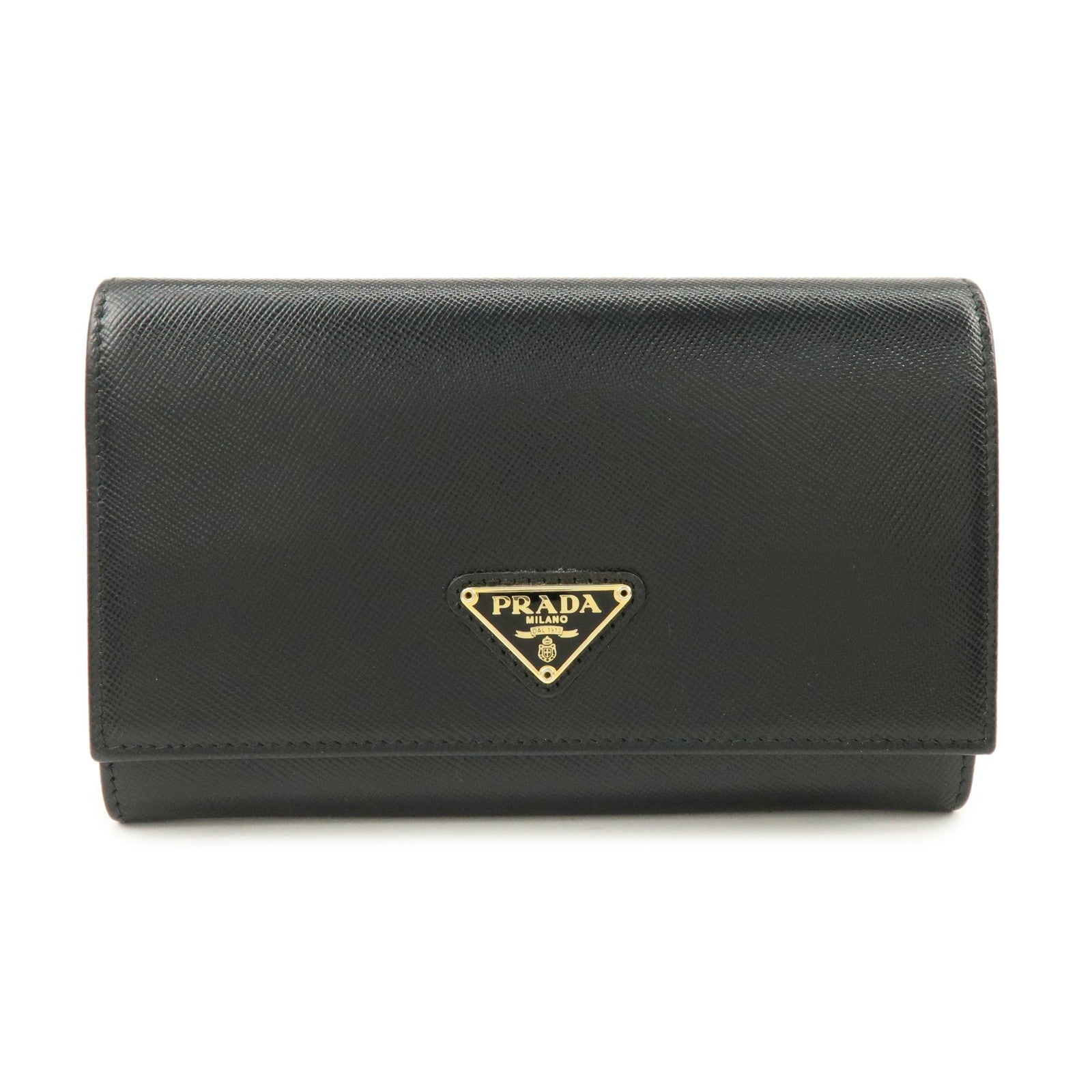 Prada Triangle Logo Wallet - Black, Saffiano Leather