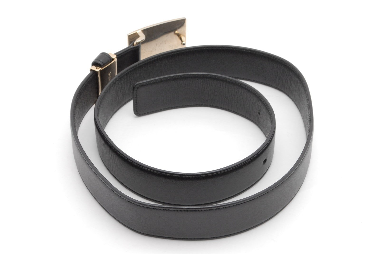 Saint Laurent Vintage YSL Logo Buckle Belt - Black, Leather