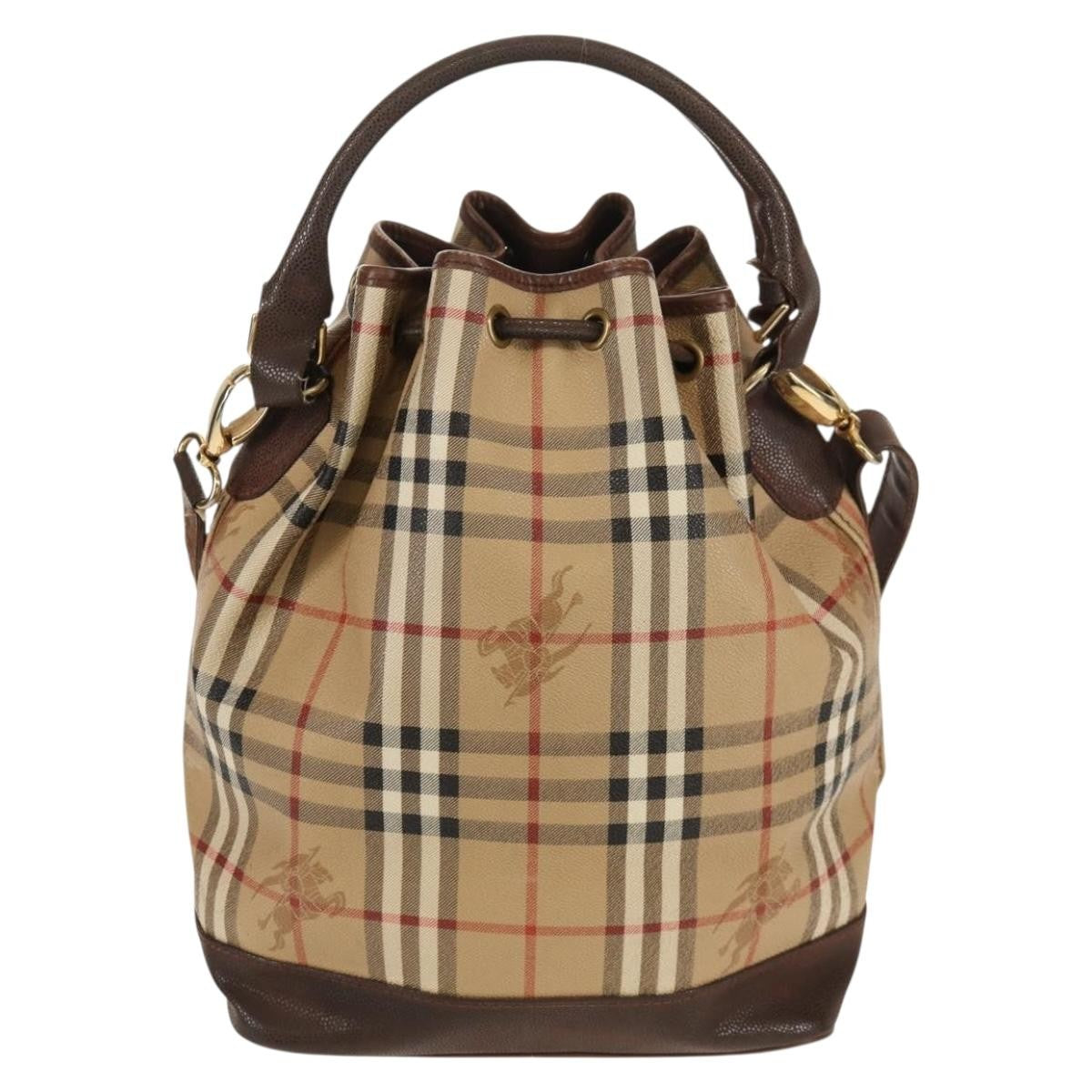 Burberrys Nova Check Hand Bag - Beige/Gold, PVC Leather