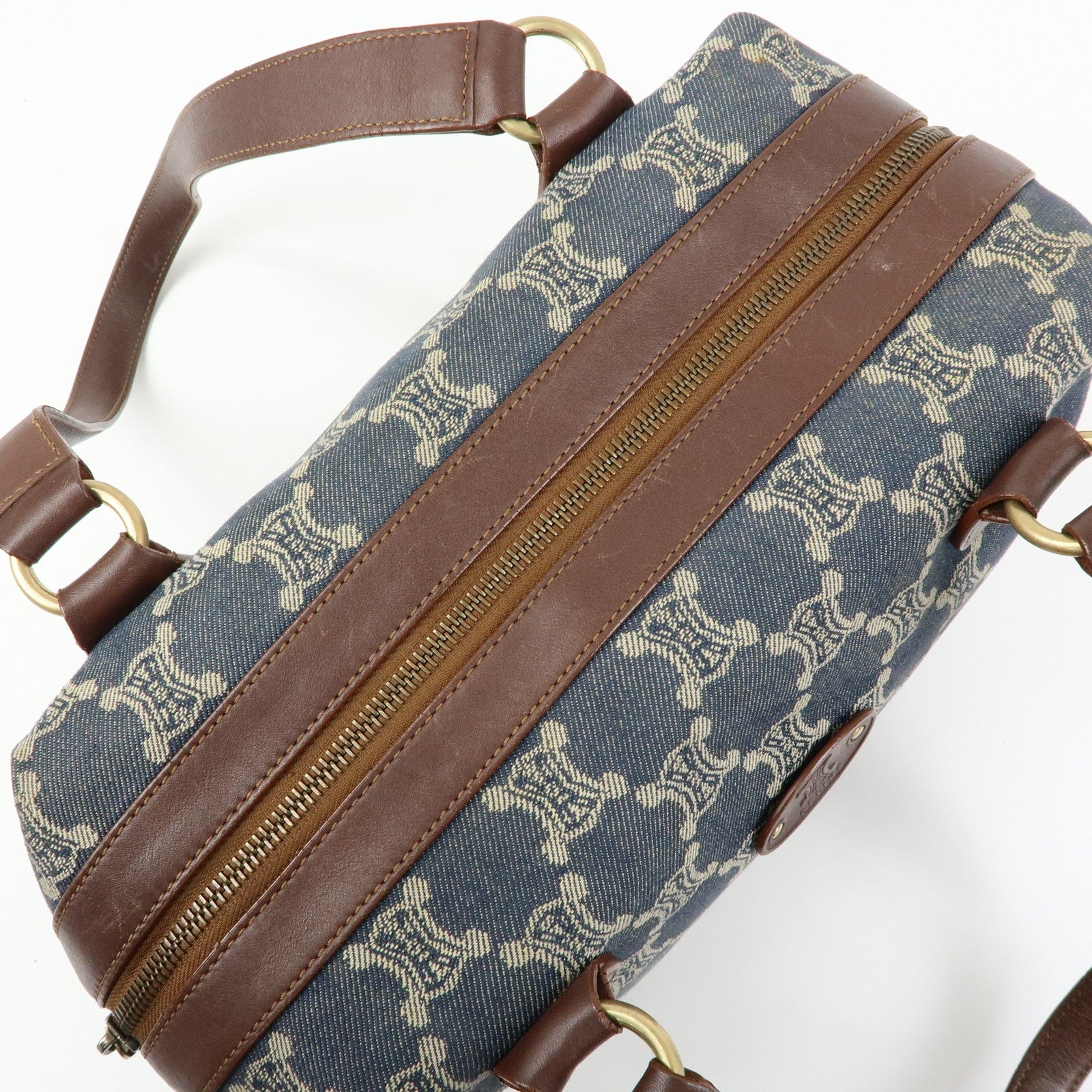 Celine Macadam Shoulder Bag - Blue, Denim and Leather