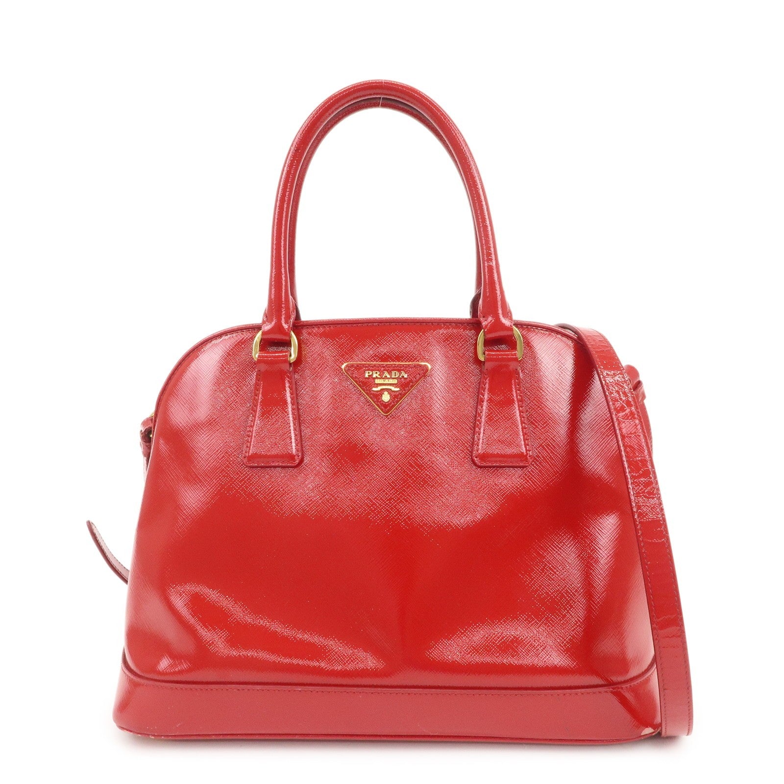 Prada BN2567 Hand Bag - Red, Patent Leather