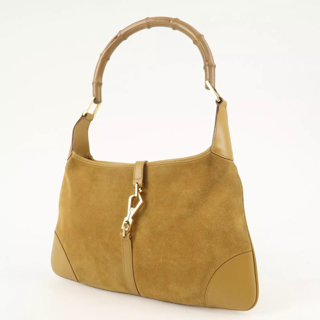 GUCCI Bamboo Suede Leather Shoulder Bag