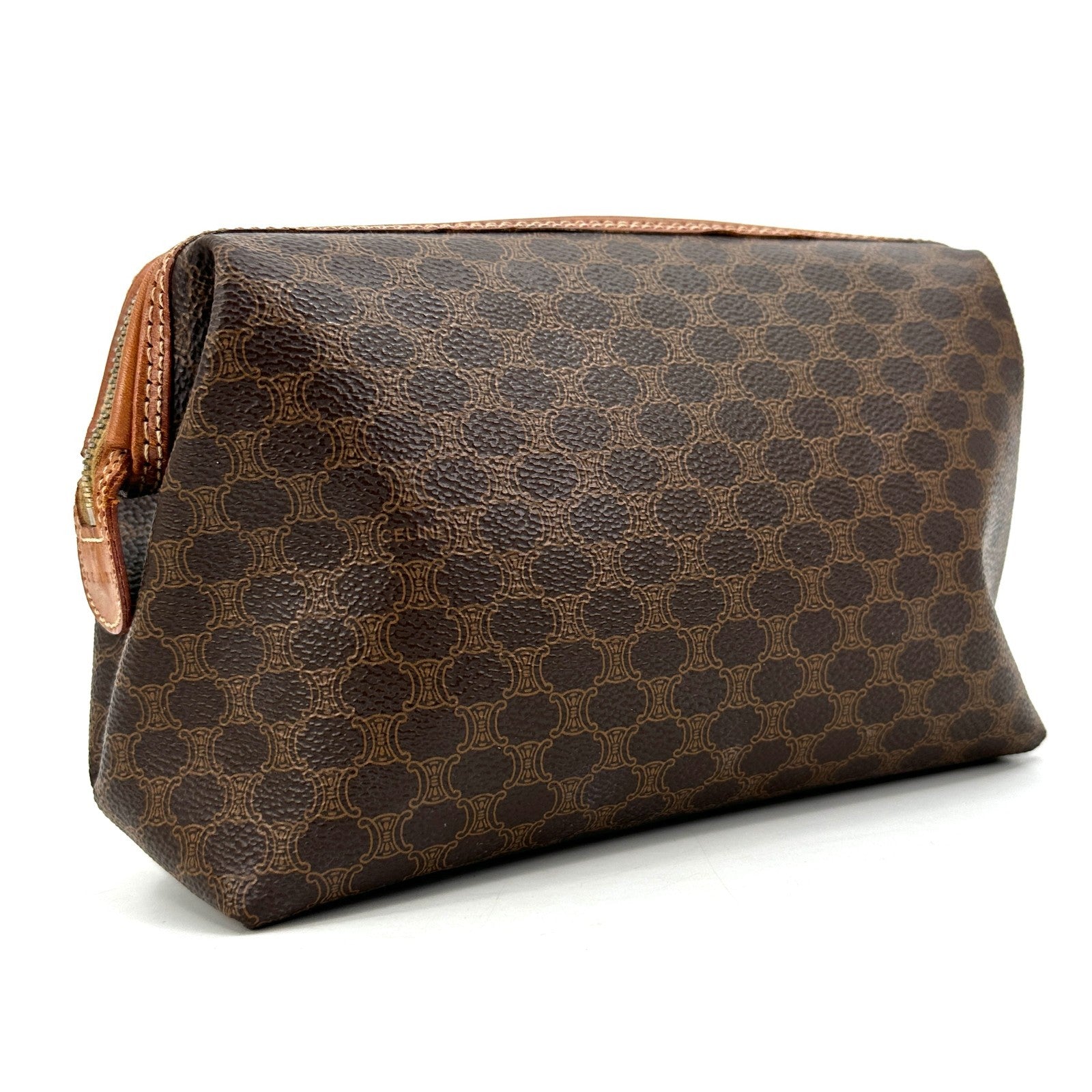 Celine Macadam Cosmetic Pouch - Brown, PVC Leather