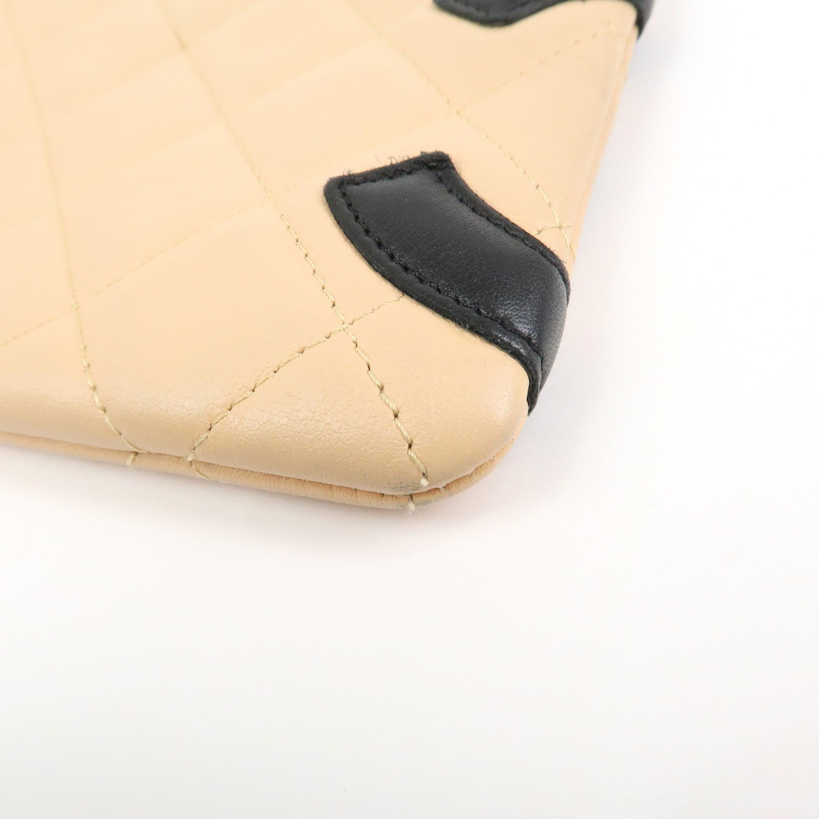 CHANEL Cambon Line Cosmetic Pouch - Beige, Lamb Skin