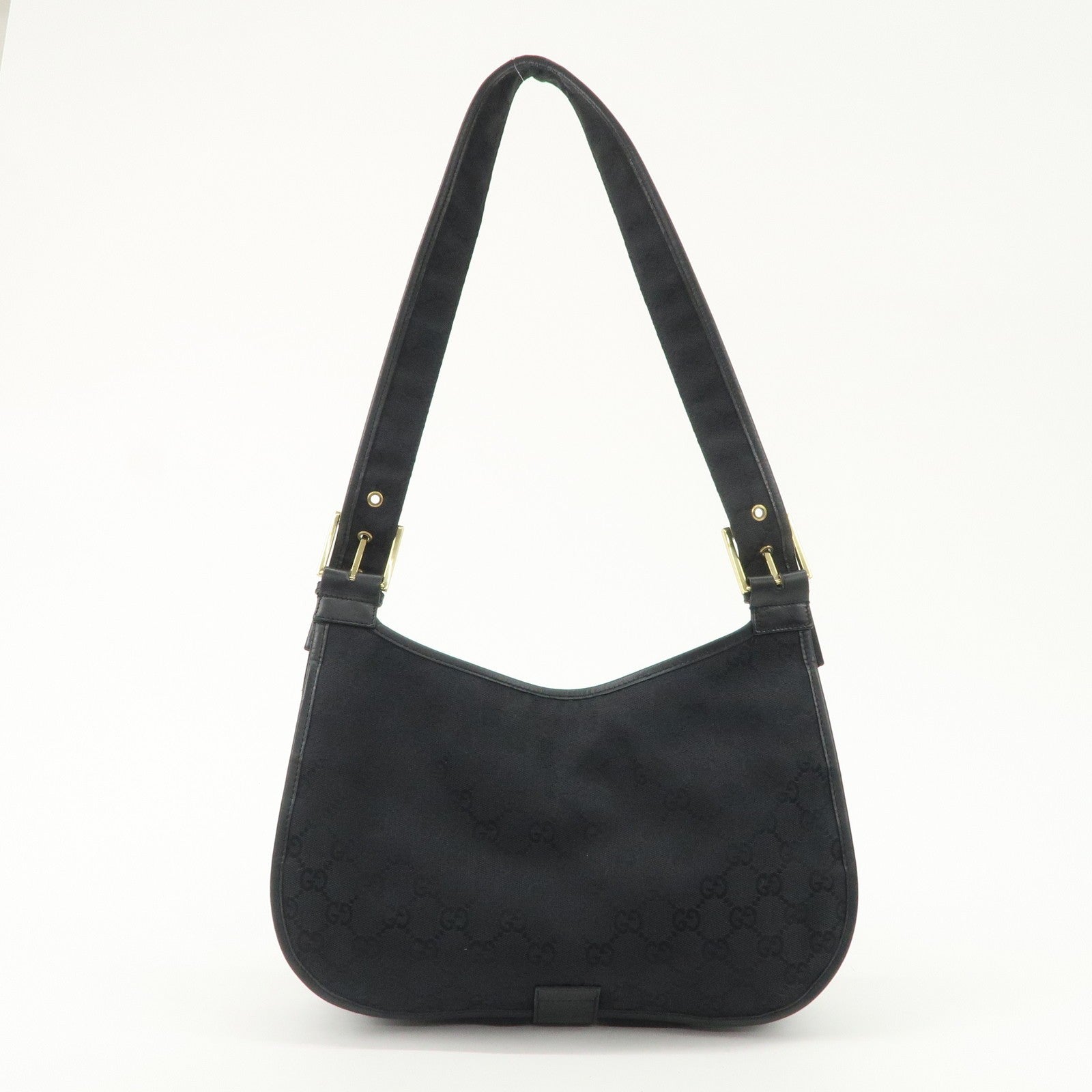 Gucci GG Canvas Leather semi Shoulder Bag - Black, Canvas