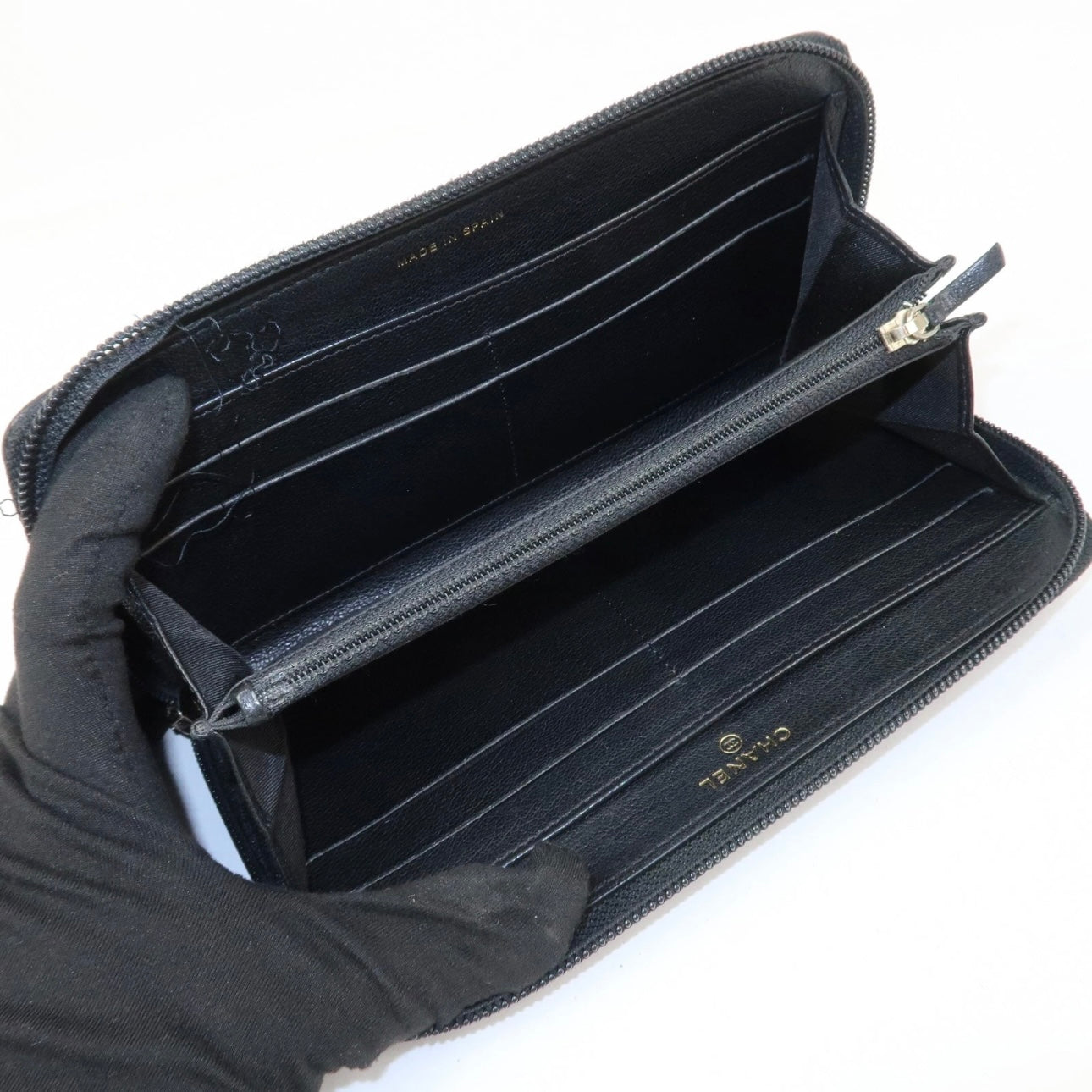CHANEL Leather Bi-Fold Long Wallet