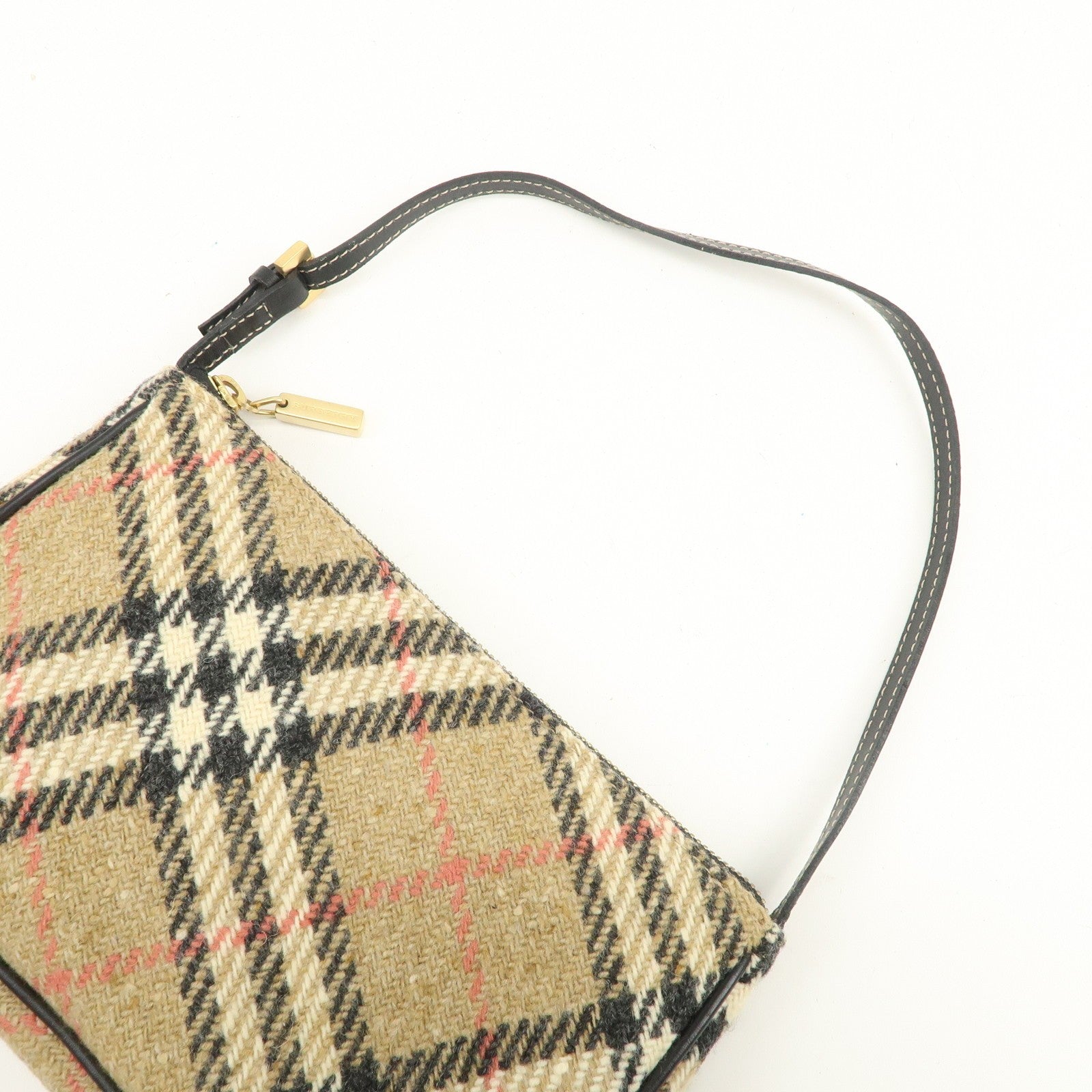 Burberry Nova Plaid Shoulder Bag - Beige, Black, Wool, Leather