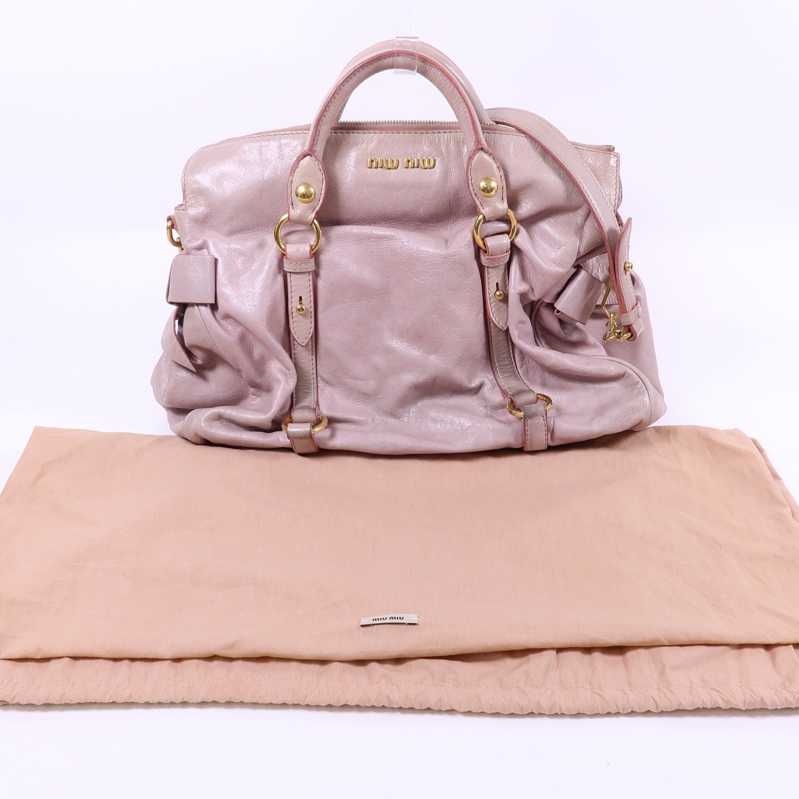 Miu Miu GHW Vitello Lux 2way Shoulder Bag - Pink, Calfskin Leather