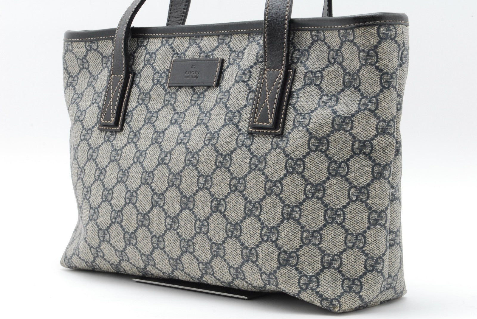 Gucci GG Tote Shoulder Hand Bag - Navy, PVC Leather