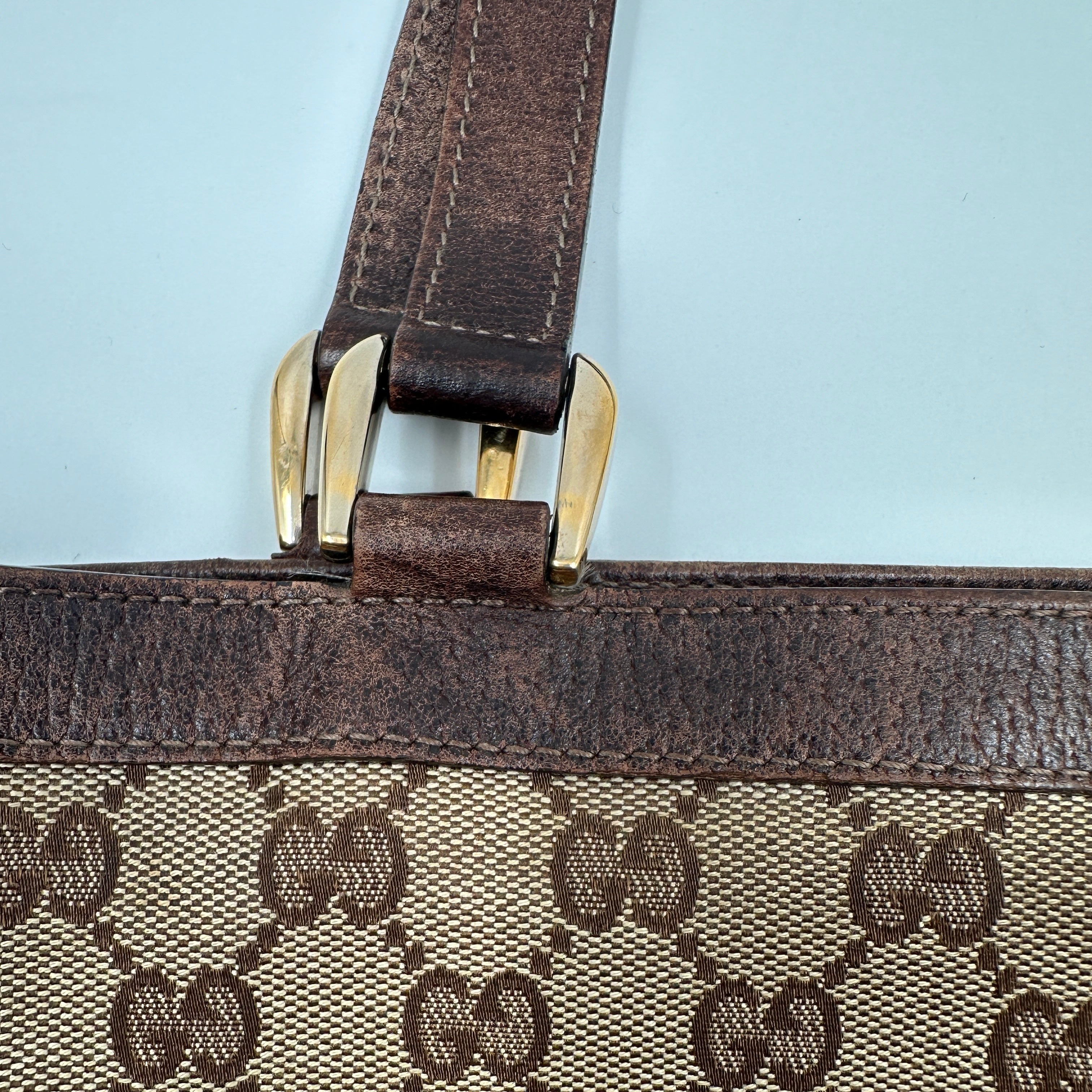 Gucci Brown GG Canvas and Leather Abbey Tote Bag