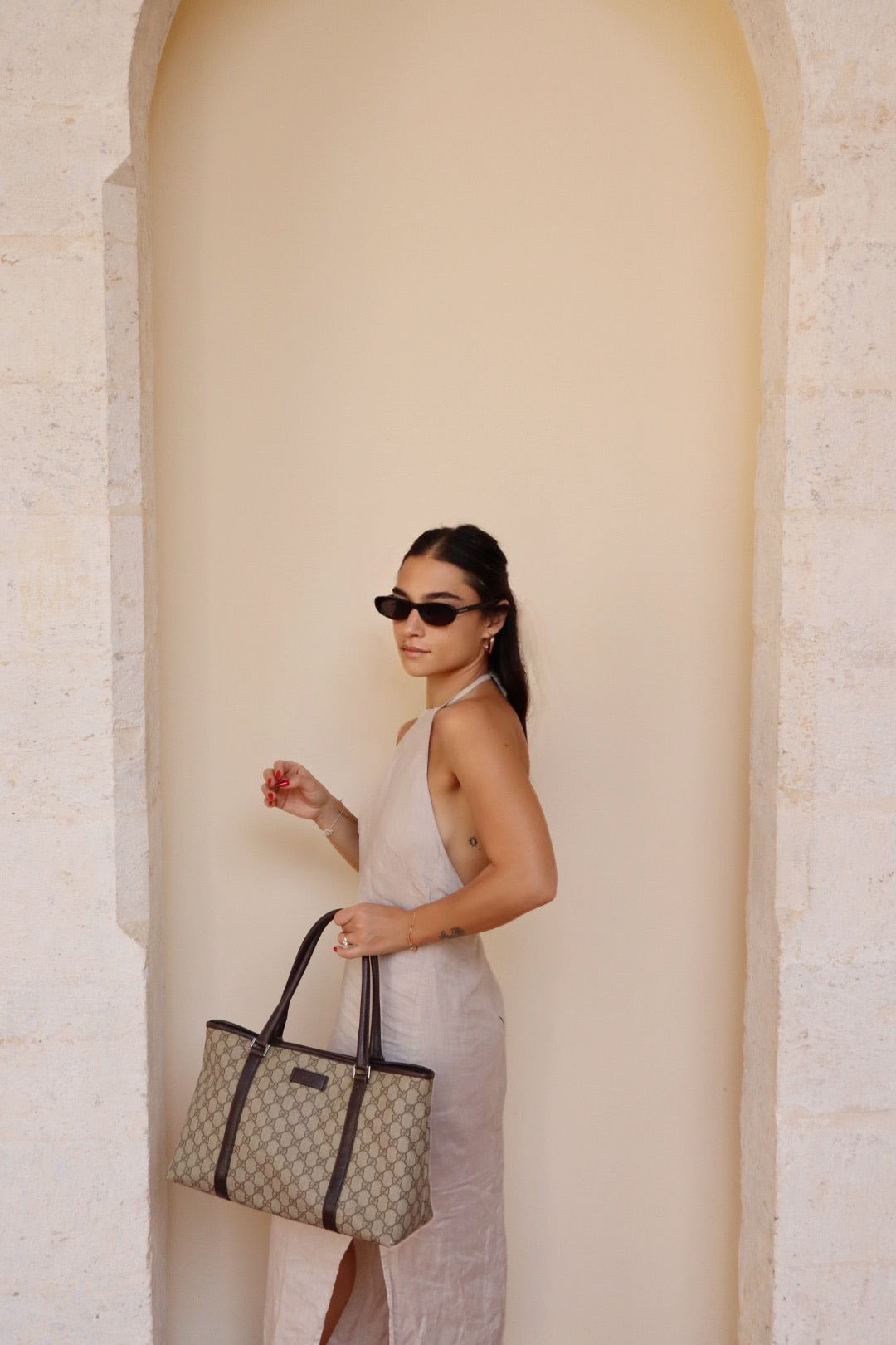 Gucci Supreme Tote Bag - Beige Brown