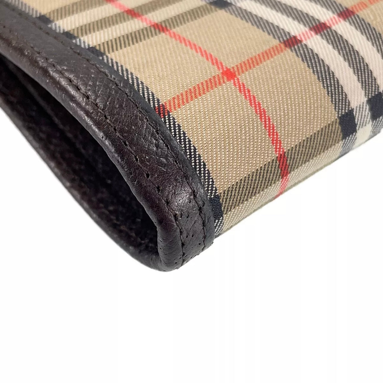 Burberry Leather Fabric Leather Nova Check Clutch