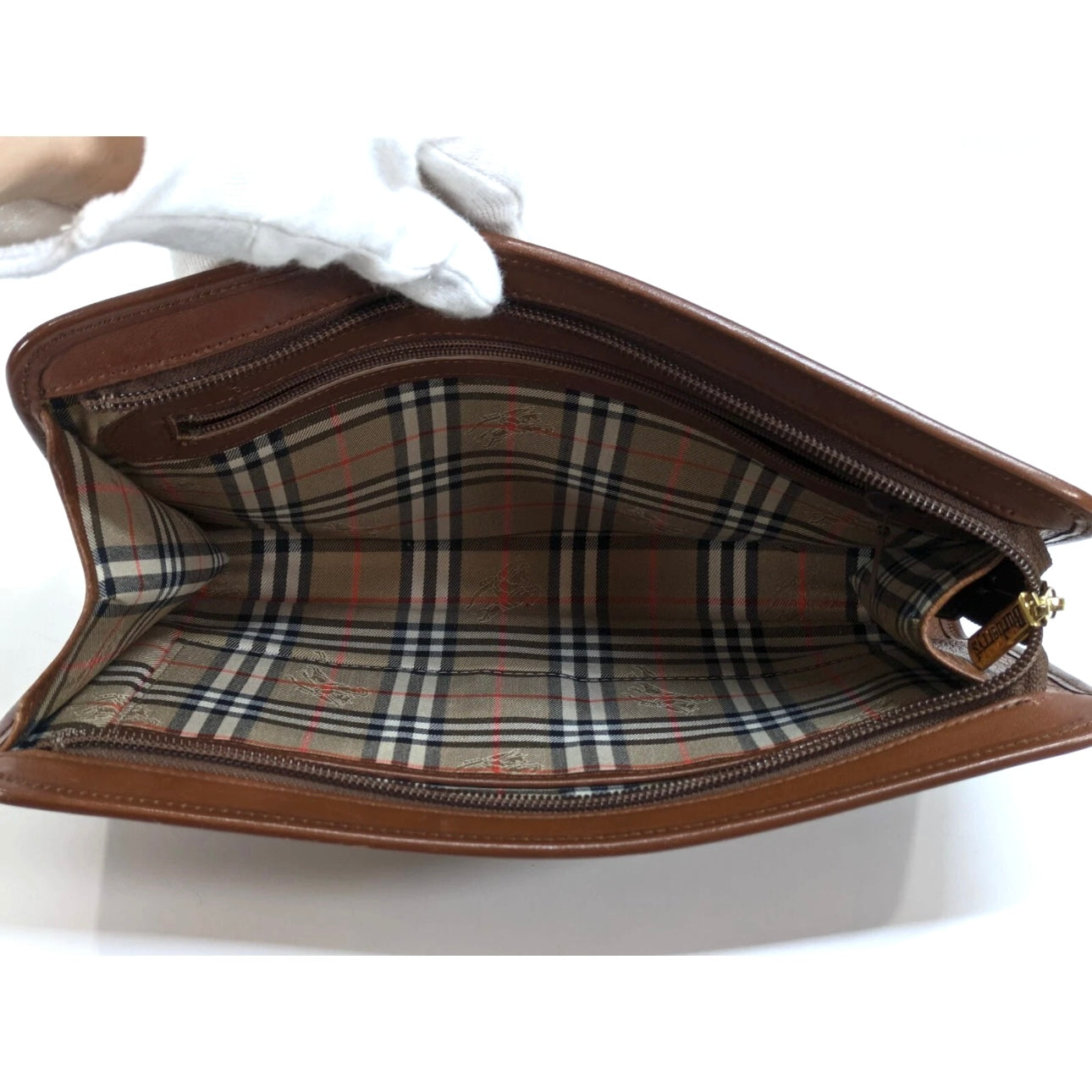 Burberrys Vintage Clutch Bag- Brown leather