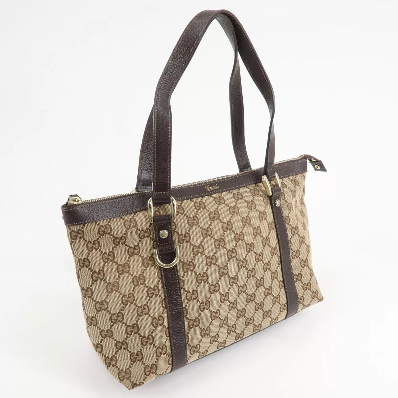 Gucci Abbey GG Canvas Leather Tote Bag