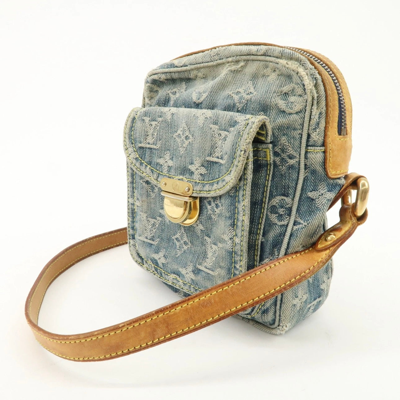 Louis Vuitton Monogram Denim Camera Bag Shoulder Bag Blue