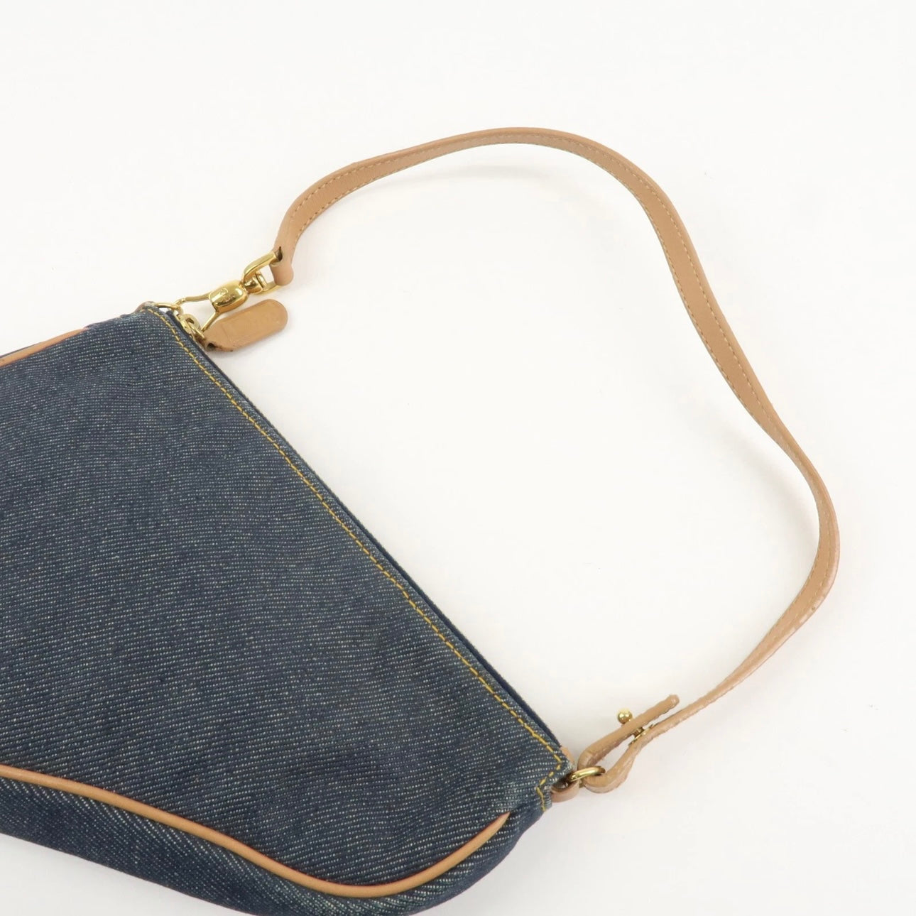 Christian Dior Saddle Pouch Denim Leather Hand Bag Shoulder Bag Indigo