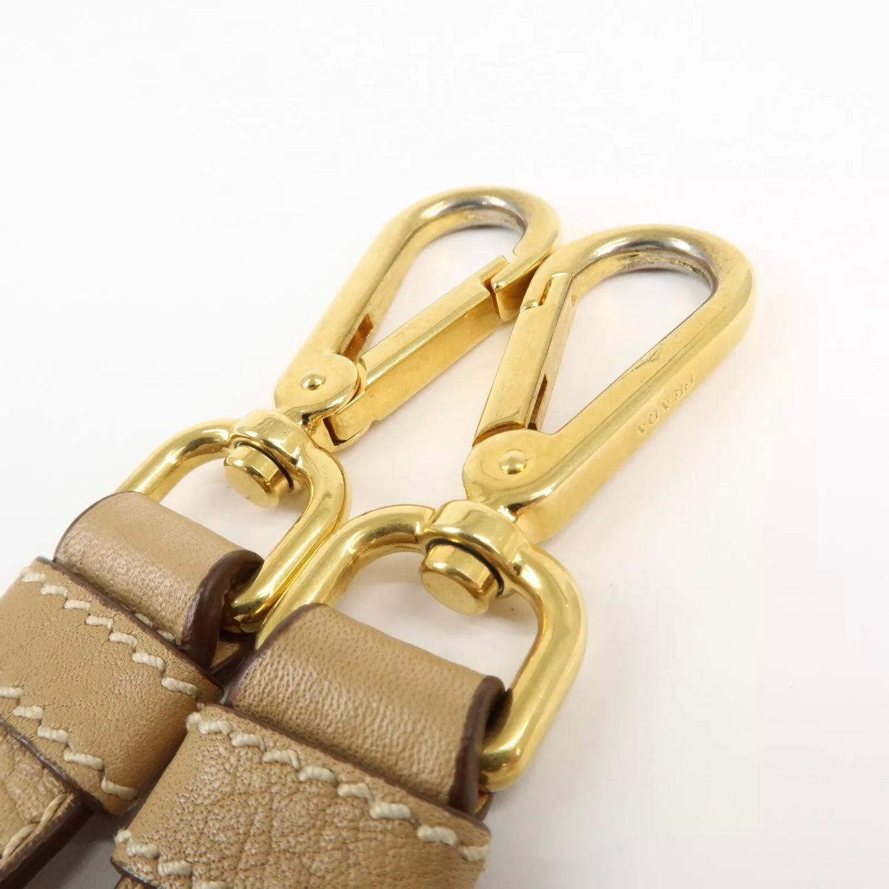 PRADA Logo Leather 2Way Bag - Beige, Leather