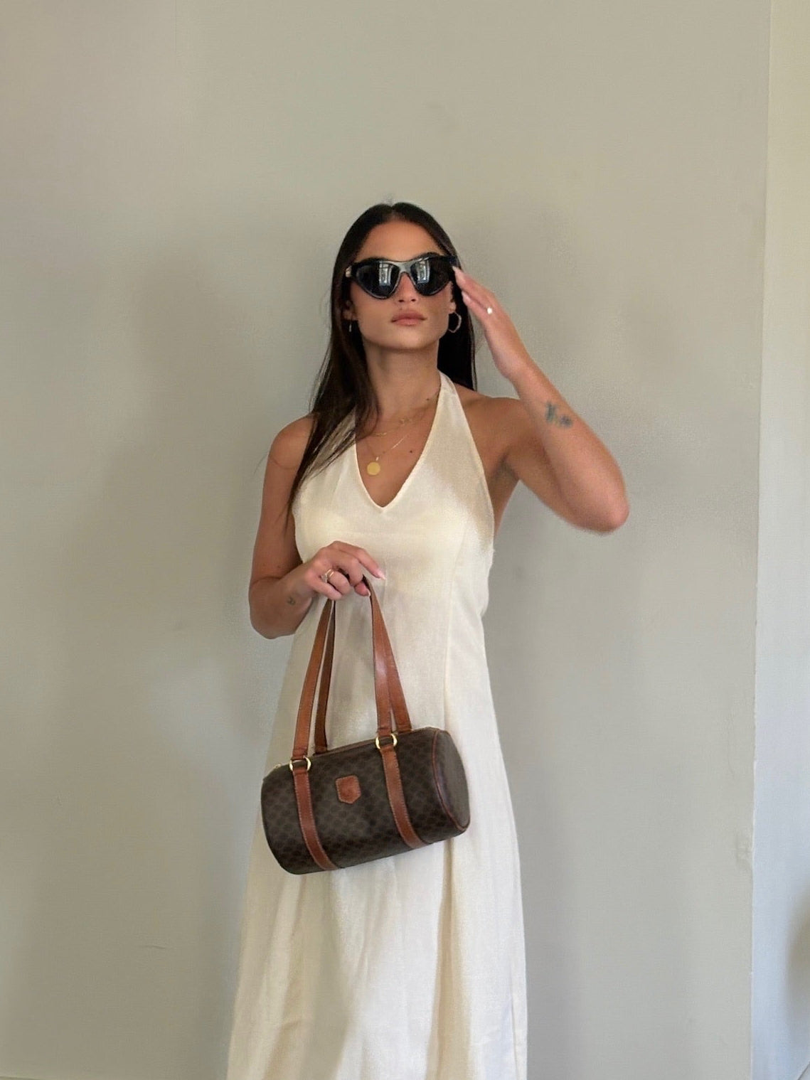 Celine Vintage Macadam Shoulder Bag - Brown, Unknown Material